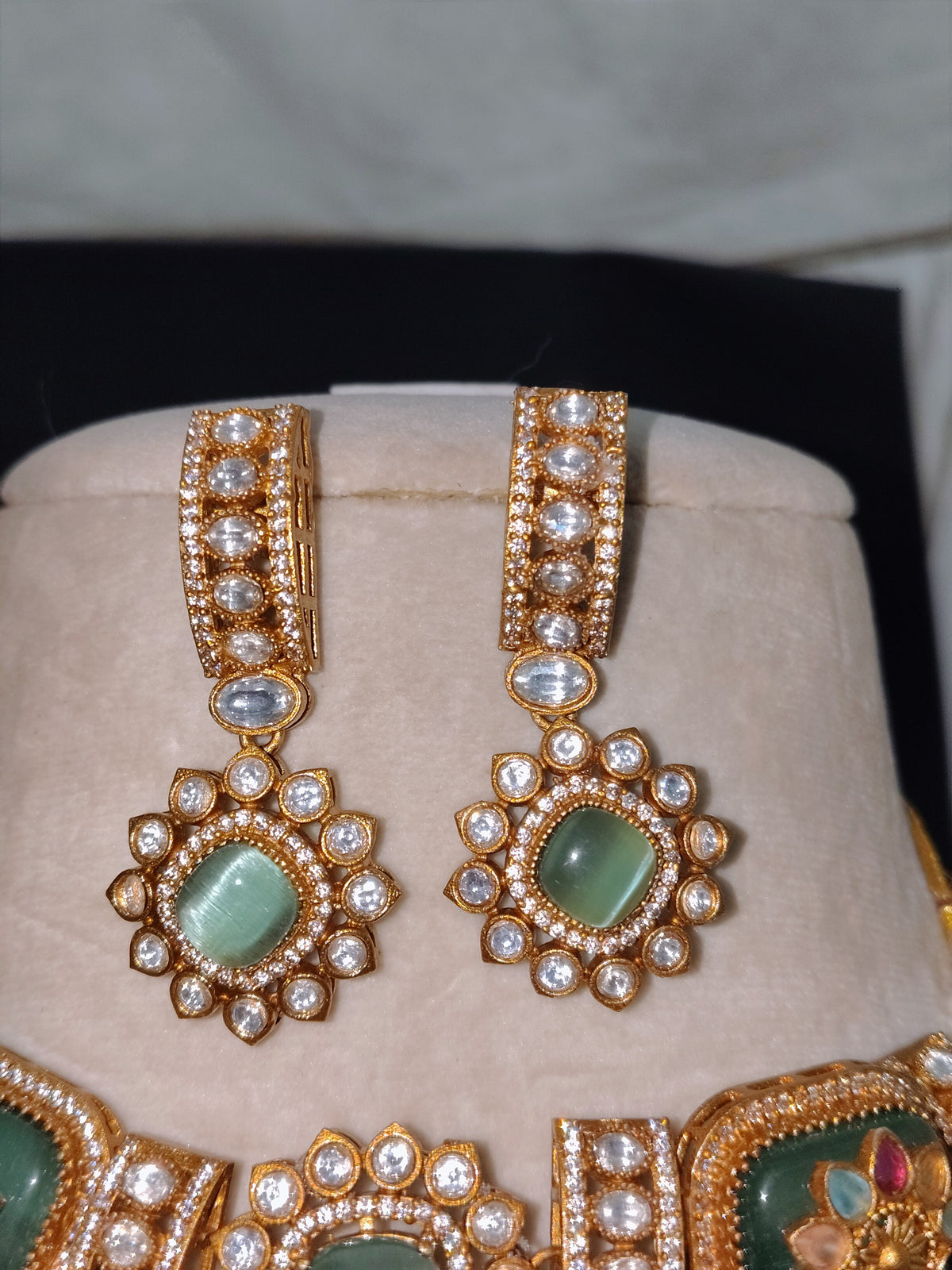 Pakistani Meenakari Moissanite Choker Necklace Set for Women Roz Jewellers.