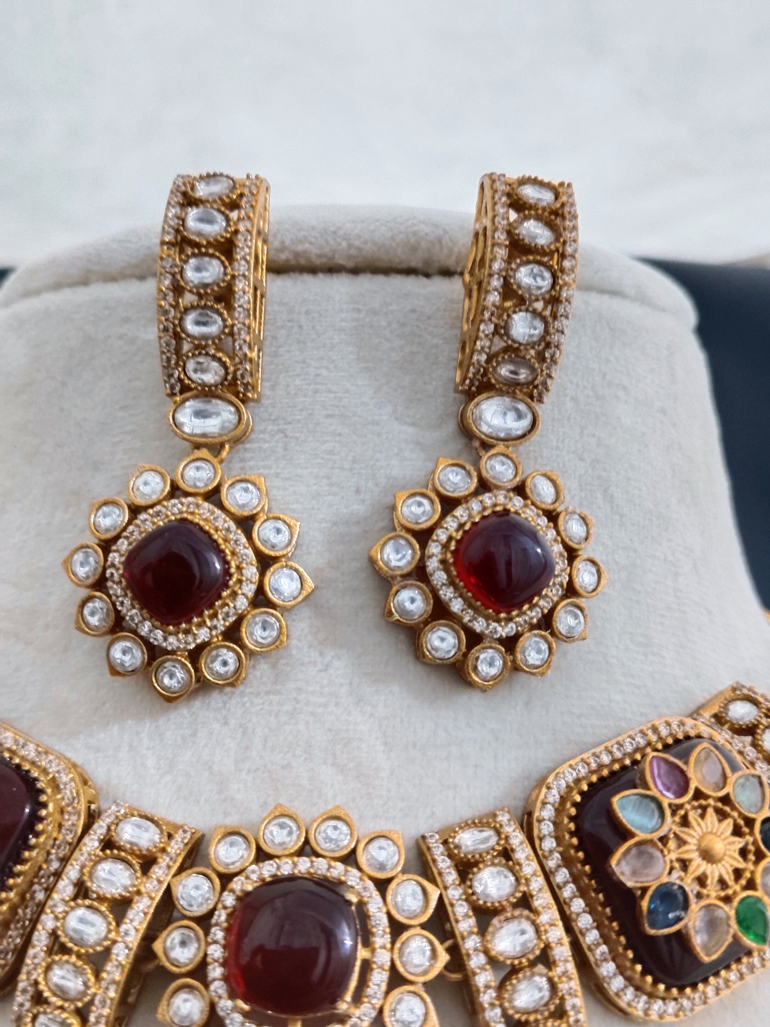Abeer Maroon Kundan Choker Necklace Set Reception Jewelry Roz Jewellers.