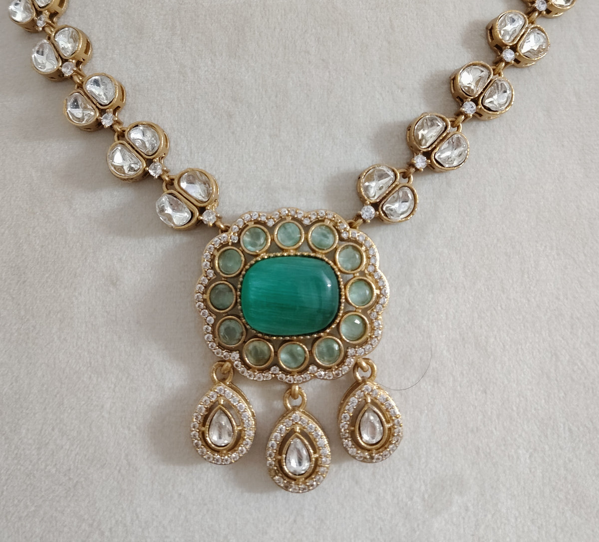 Sabyasachi-Inspired Royal Moissanite Necklace Set for Indian Bridal Wedding Wear Jewelry