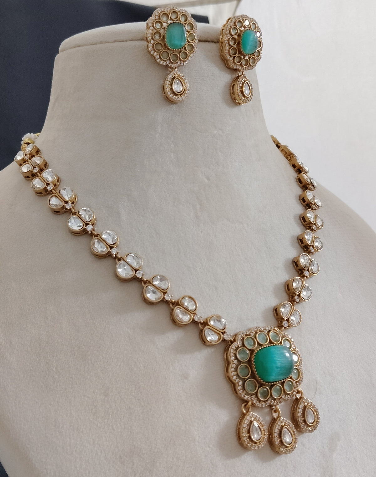 Sabyasachi-Inspired Royal Moissanite Necklace Set for Indian Bridal Wedding Wear Jewelry