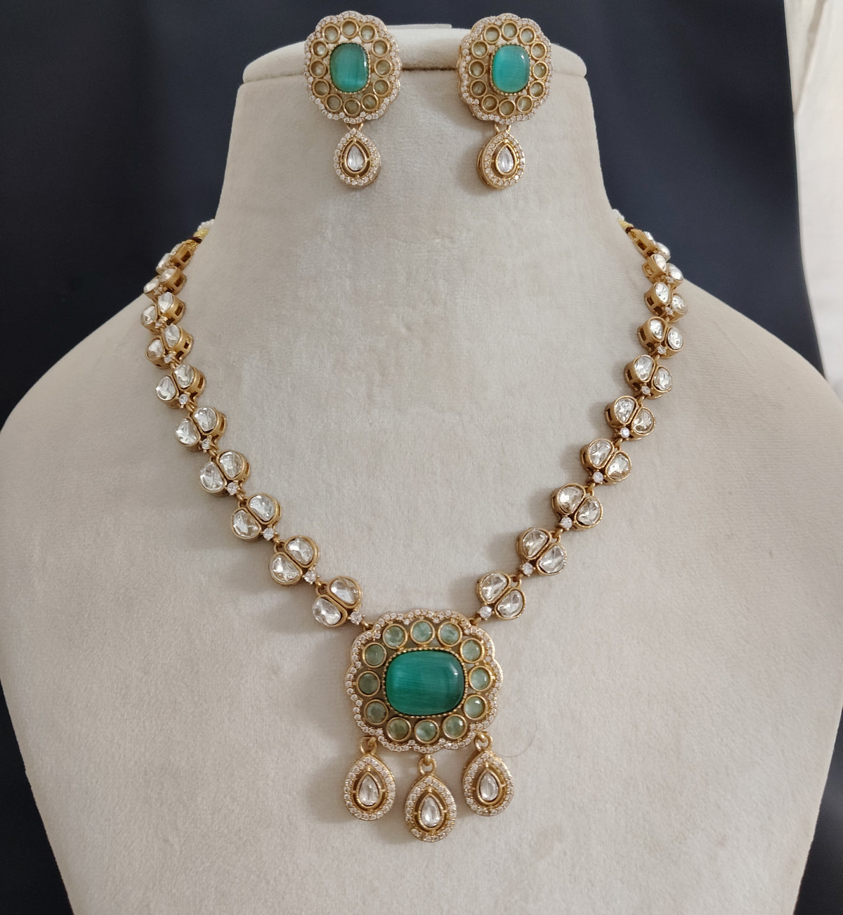 Sabyasachi-Inspired Royal Moissanite Necklace Set for Indian Bridal Wedding Wear Jewelry