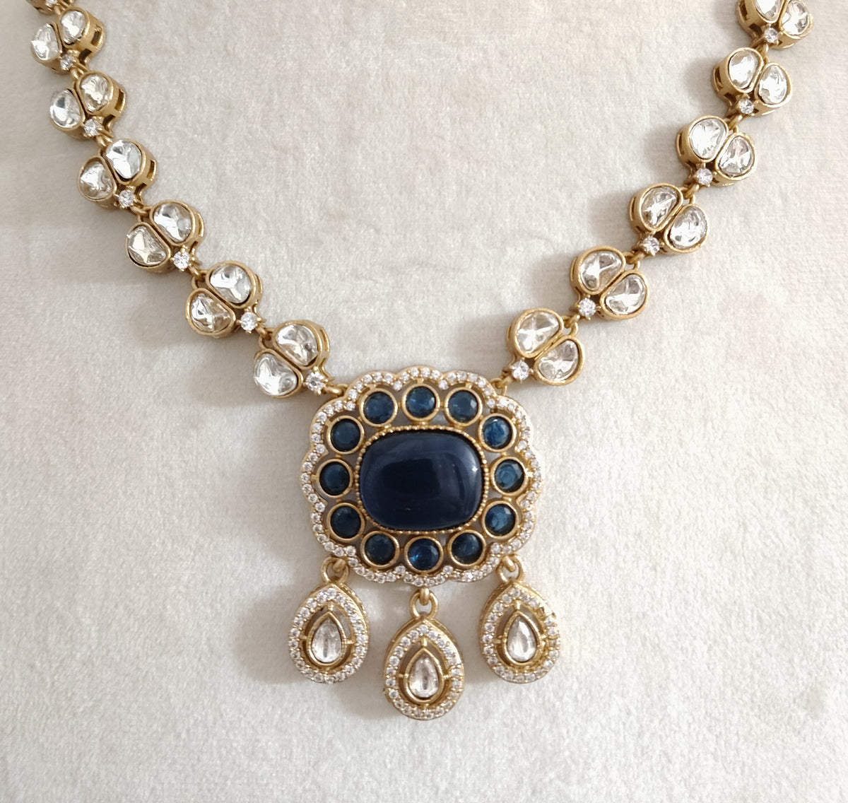 Moissanite Necklace Set: Royal Indian Bridal Wedding Jewelry for Festive Occasions