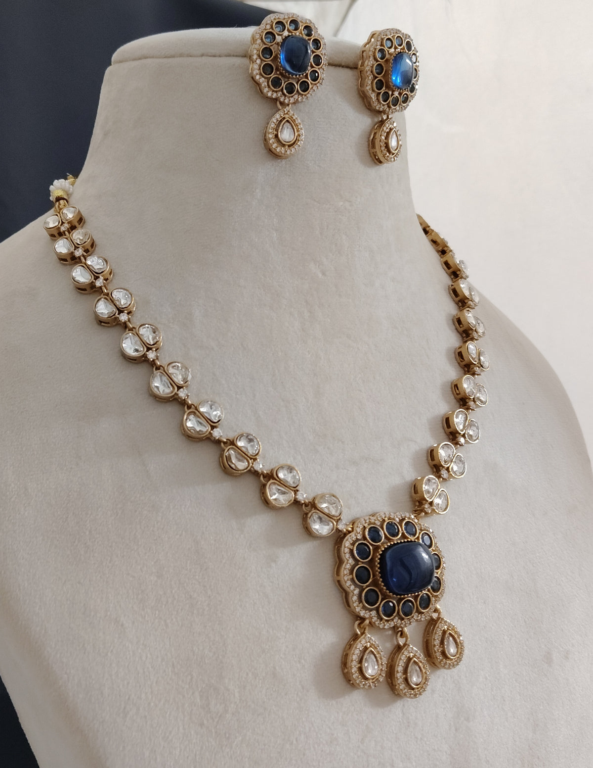 Moissanite Necklace Set: Royal Indian Bridal Wedding Jewelry for Festive Occasions