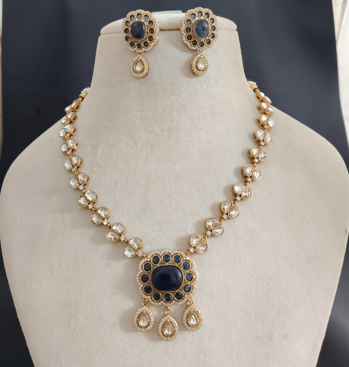 Moissanite Necklace Set: Royal Indian Bridal Wedding Jewelry for Festive Occasions