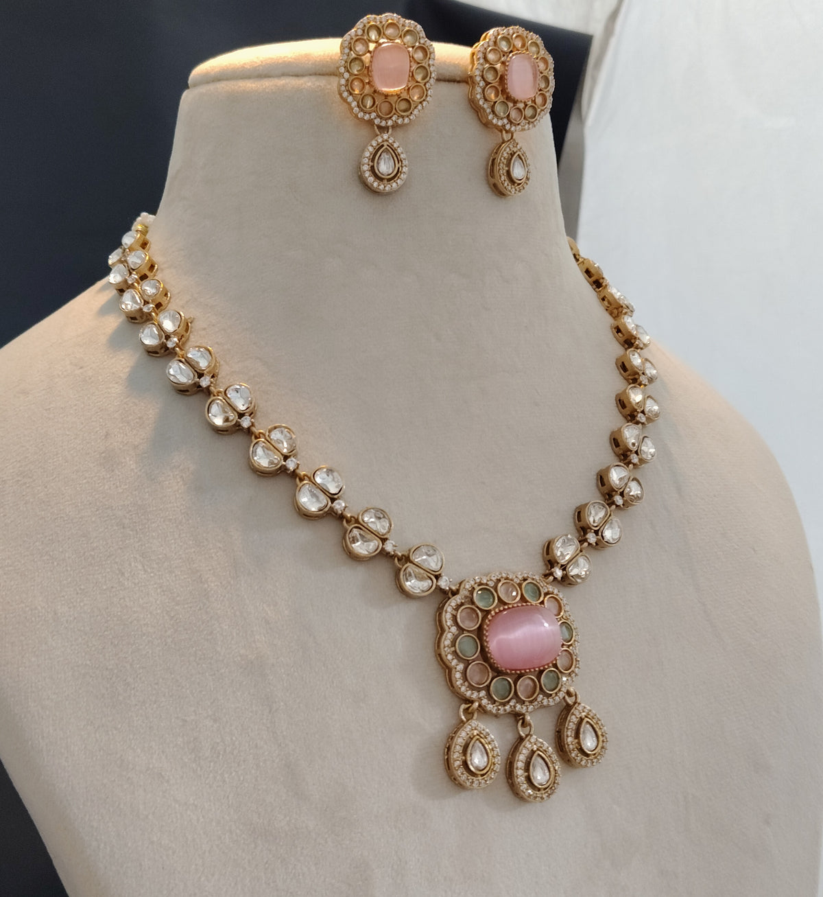 Sabyasachi Inspired Moissanite Necklace Set for Women Indian Bridal Jewelry Elegant Gift for Her