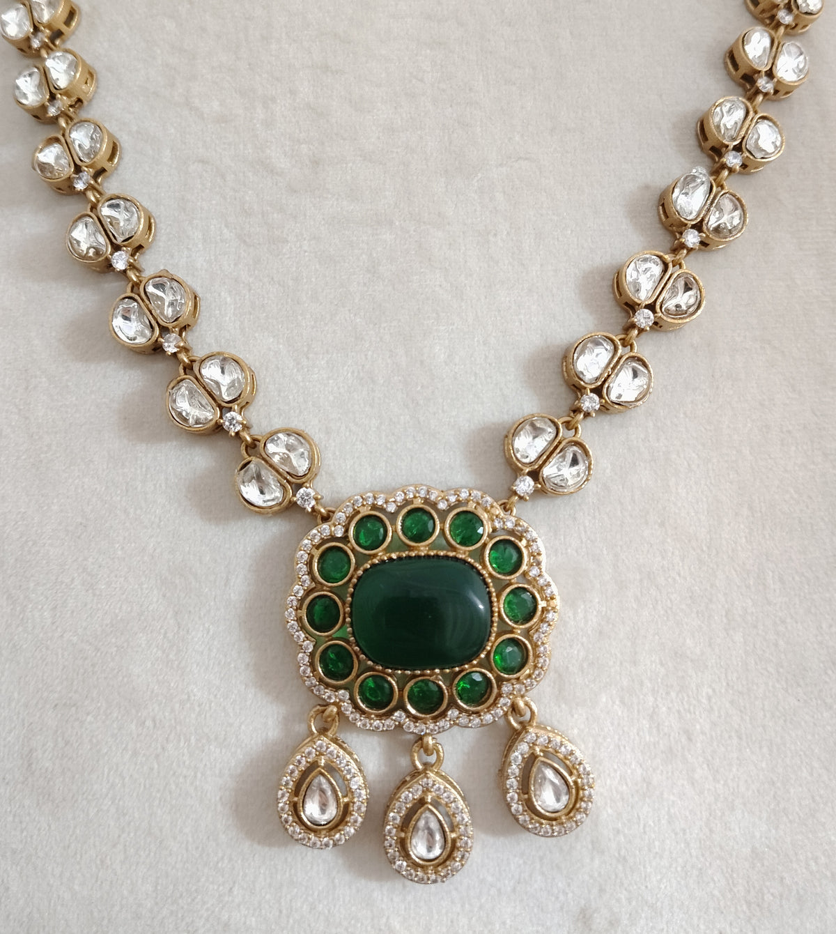 Sabyasachi Inspired Moissanite Jewelry Set: Traditional Indian Bridal Necklace