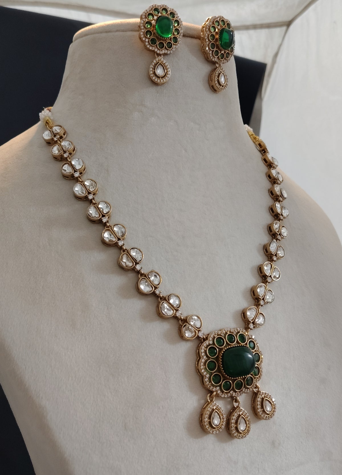 Sabyasachi Inspired Moissanite Jewelry Set: Traditional Indian Bridal Necklace