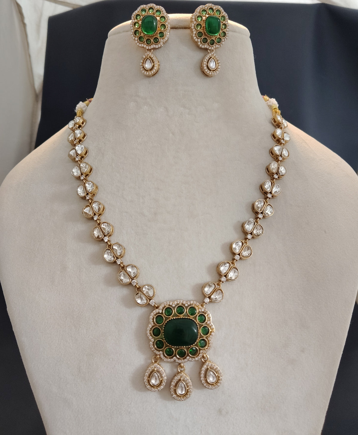 Sabyasachi Inspired Moissanite Jewelry Set: Traditional Indian Bridal Necklace