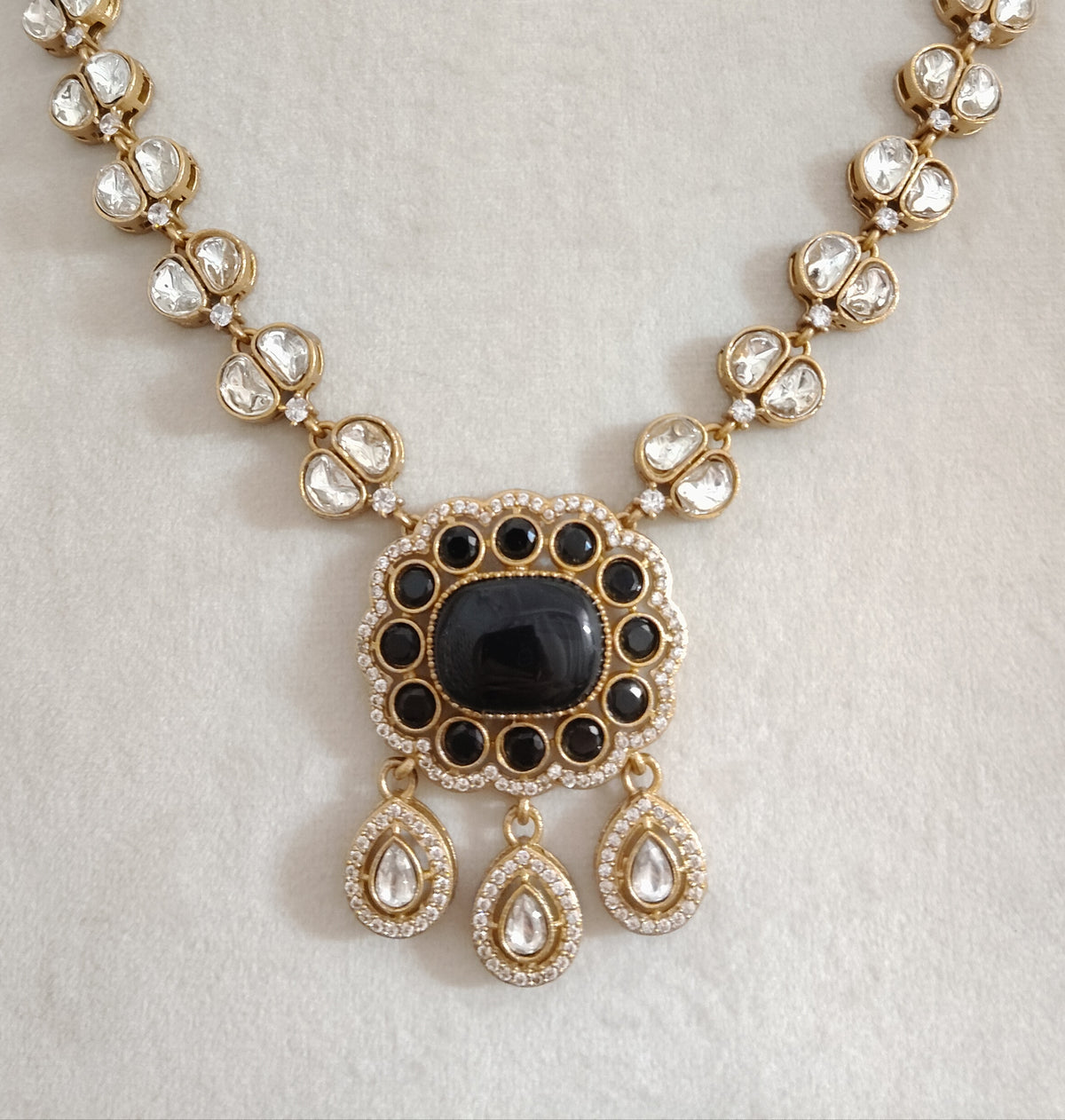 Indian Moissanite Necklace Set: Sabyasachi Inspired Ethnic Bridal Jewelry