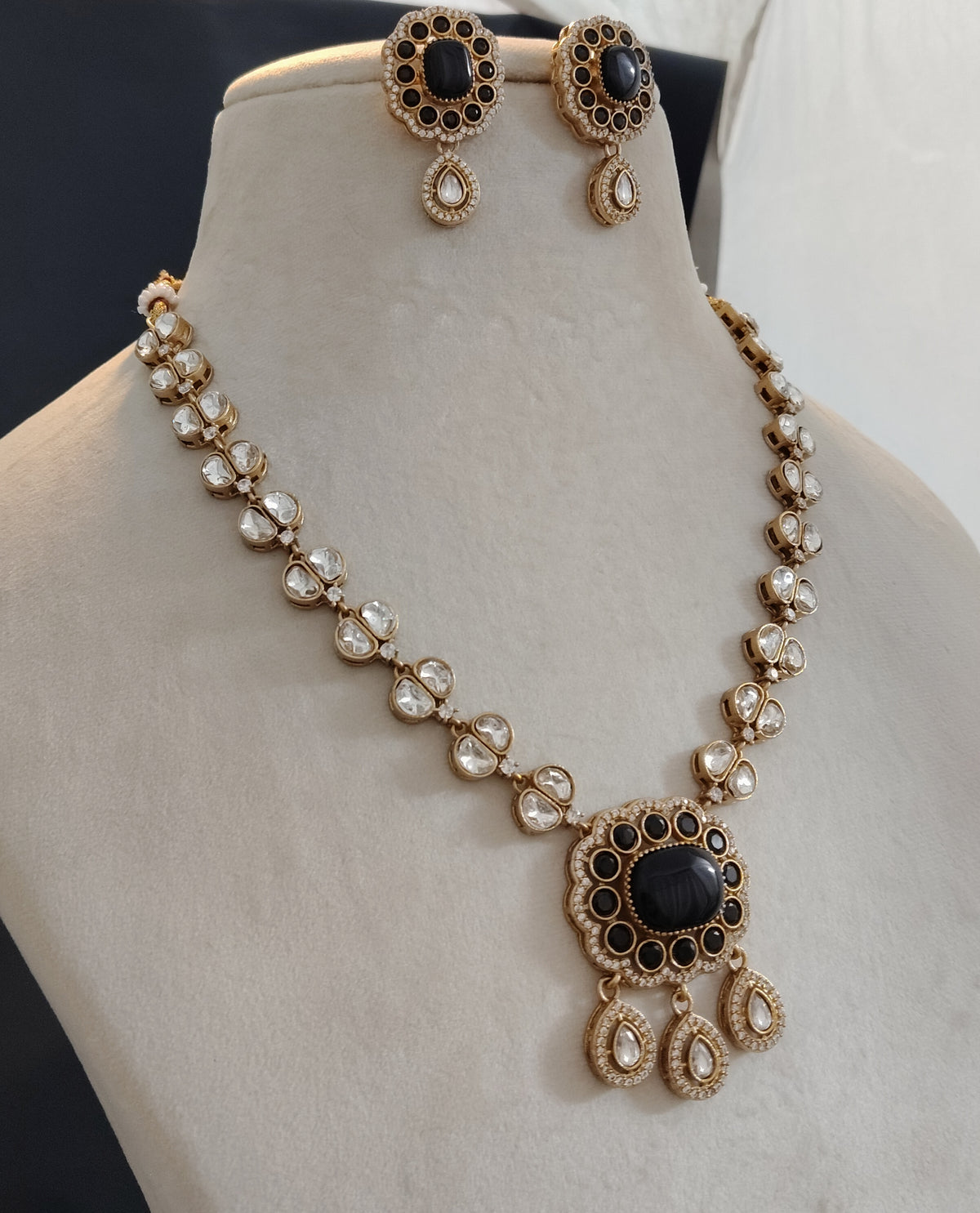Indian Moissanite Necklace Set: Sabyasachi Inspired Ethnic Bridal Jewelry