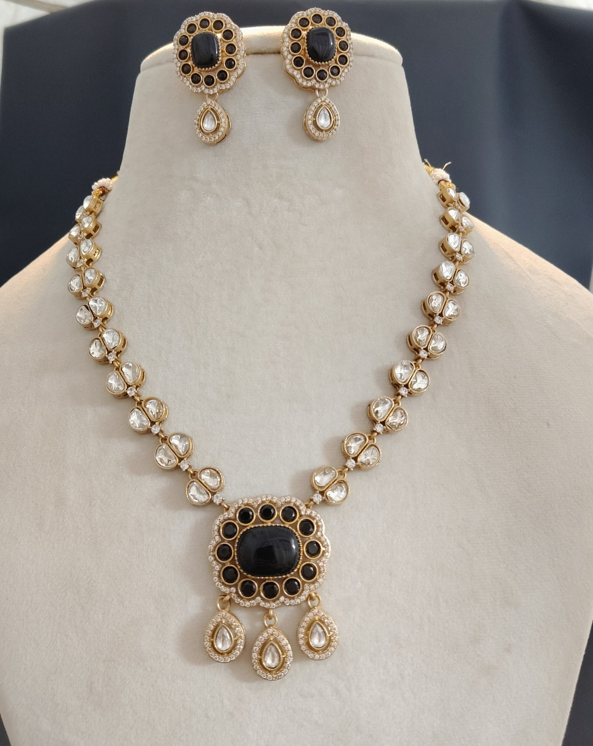 Indian Moissanite Necklace Set: Sabyasachi Inspired Ethnic Bridal Jewelry