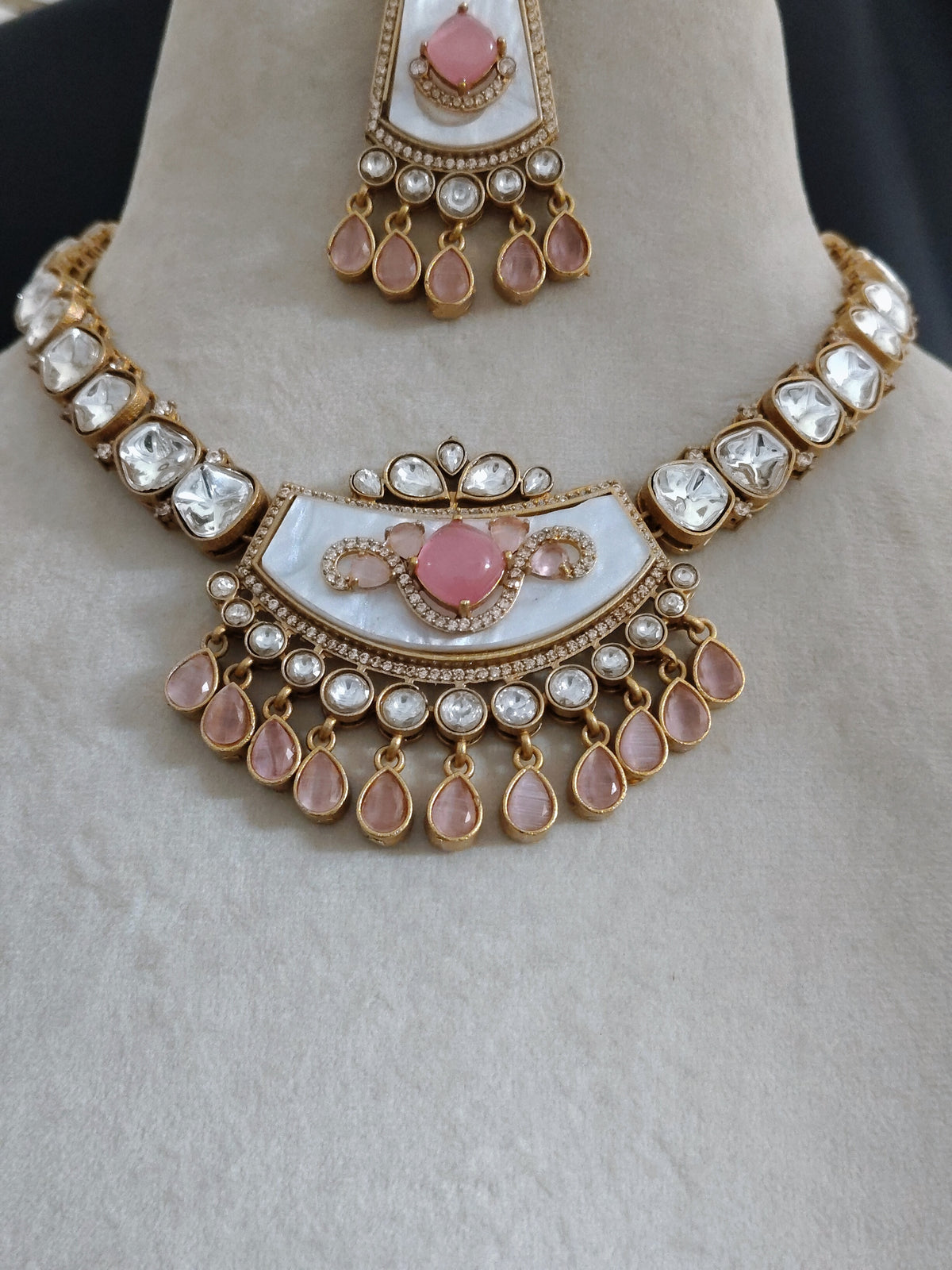 Moissanite Bridal Necklace Set Indian Wedding Jewelry Sabyasachi Inspired