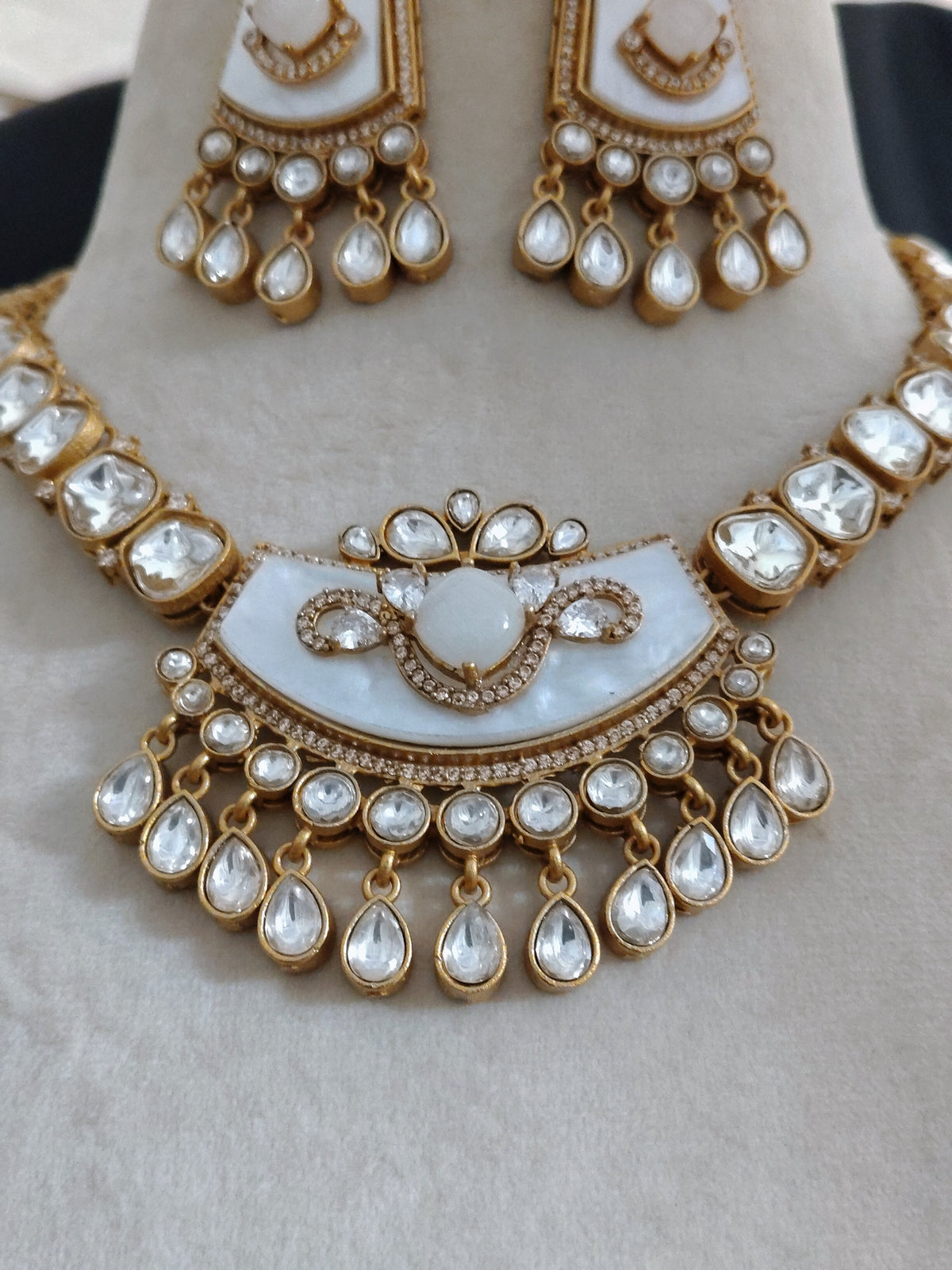 Indian Moissanite Necklace Set for Women, Anniversary Gift, Traditional Ethnic Jewelry