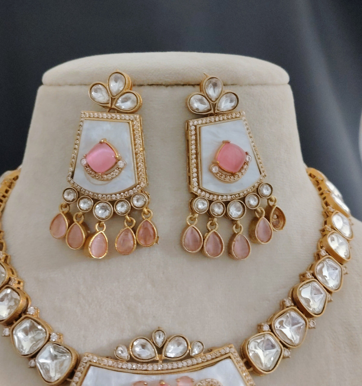 Moissanite Bridal Necklace Set Indian Wedding Jewelry Sabyasachi Inspired