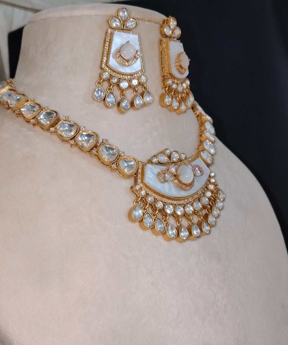 Indian Moissanite Necklace Set for Women, Anniversary Gift, Traditional Ethnic Jewelry