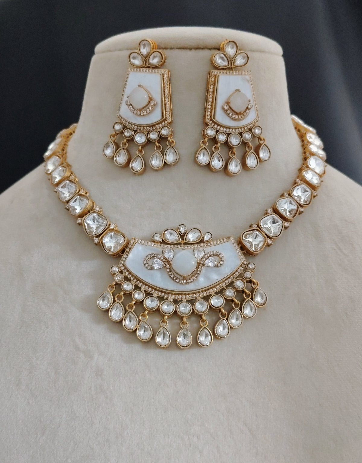 Indian Moissanite Necklace Set for Women, Anniversary Gift, Traditional Ethnic Jewelry