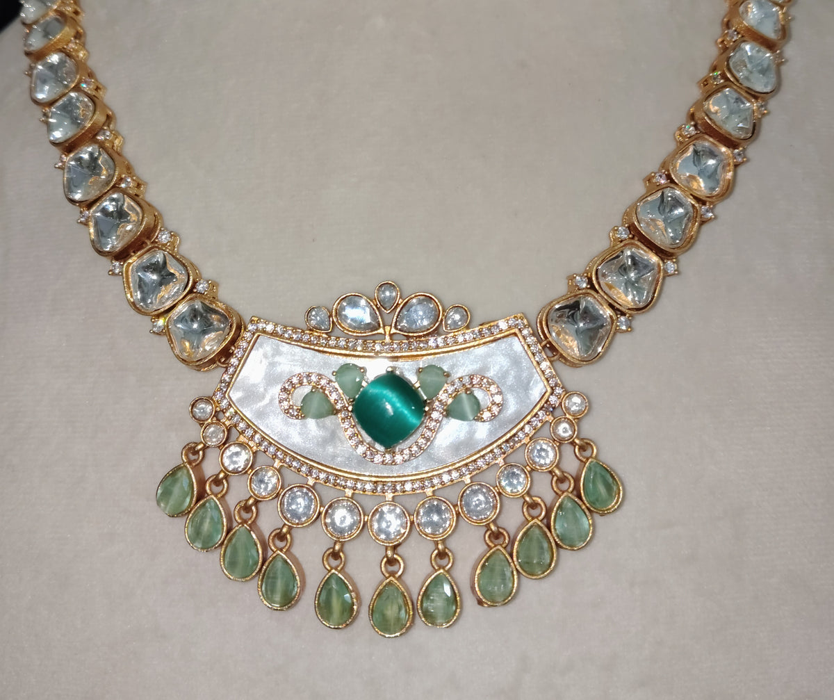 Indian Pakistani Moissanite Necklace Wedding Bridal Collection Sabyasachi Inspired