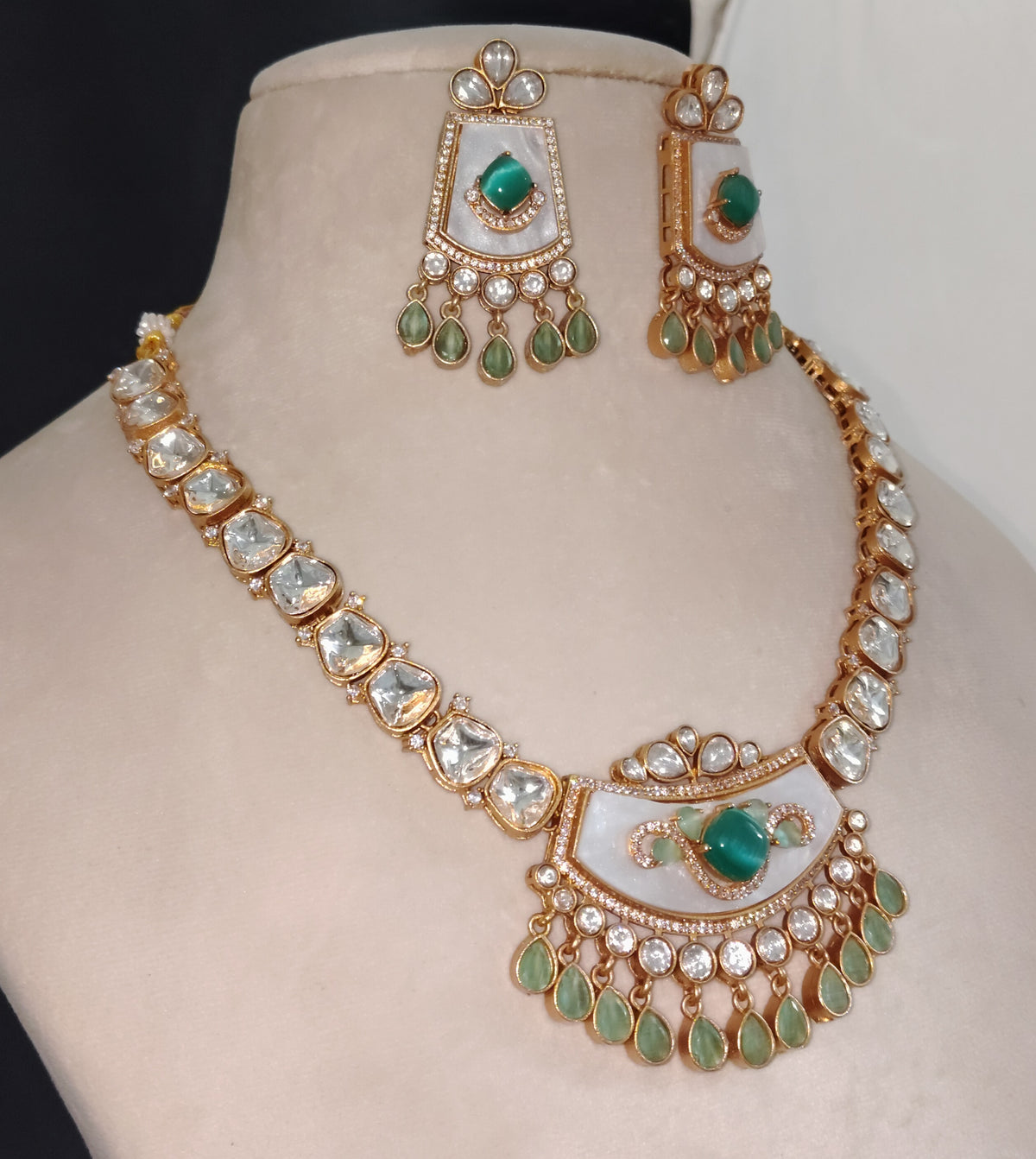 Indian Pakistani Moissanite Necklace Wedding Bridal Collection Sabyasachi Inspired