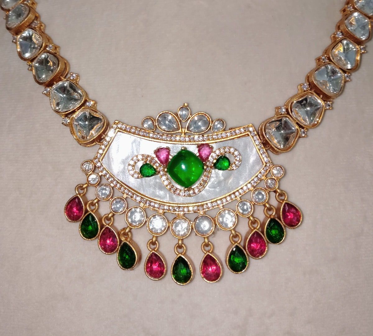 Traditional Indian Wedding Jewelry Sabyasachi Inspired Bridal Moissanite Necklace Set for Women