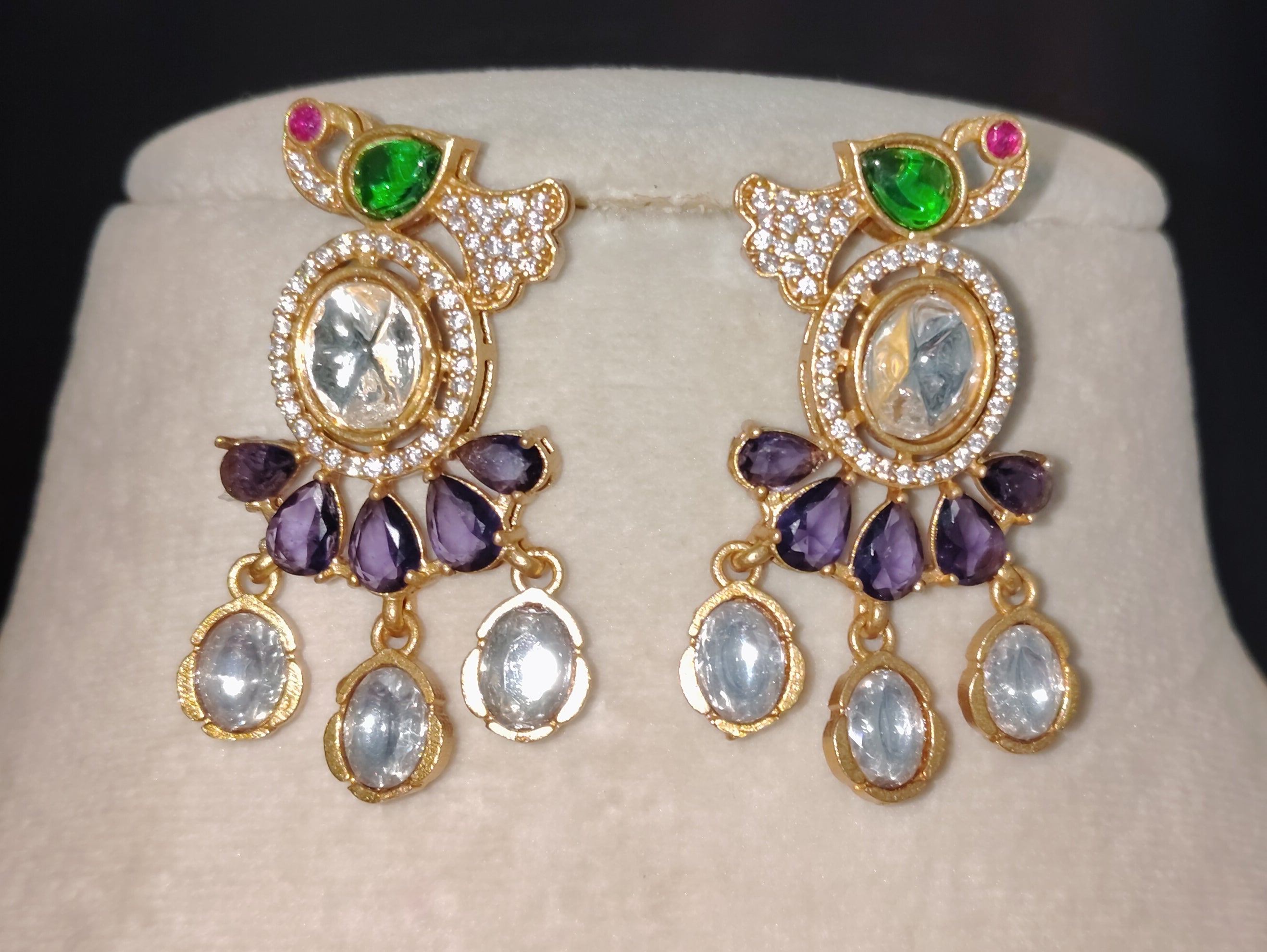 Huda Mughal Amethyst Kundan Pearl Choker Necklace Set Roz Jewellers.