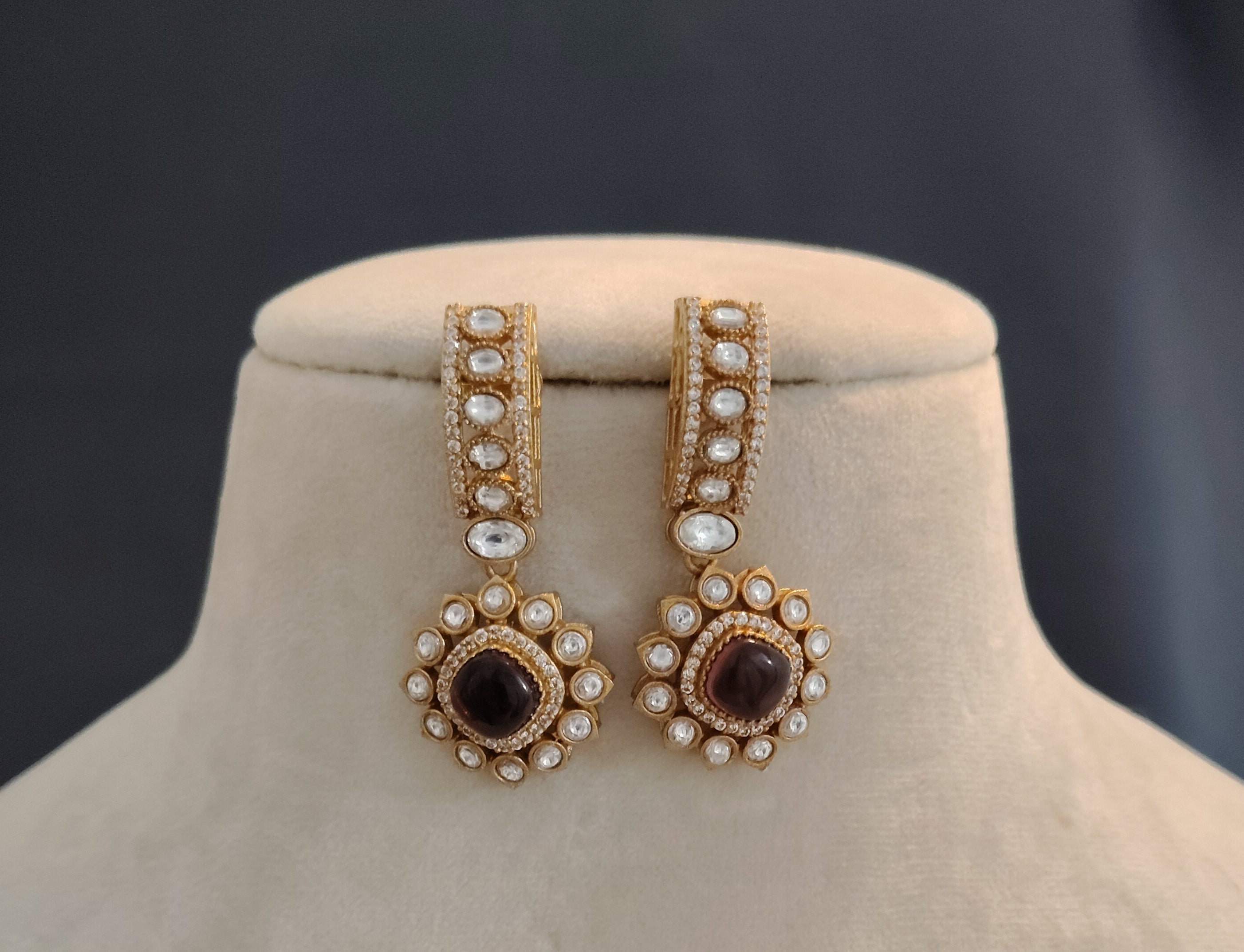 Jannat Purple Multicolour Inspired Wedding Reception Choker Set Roz Jewellers