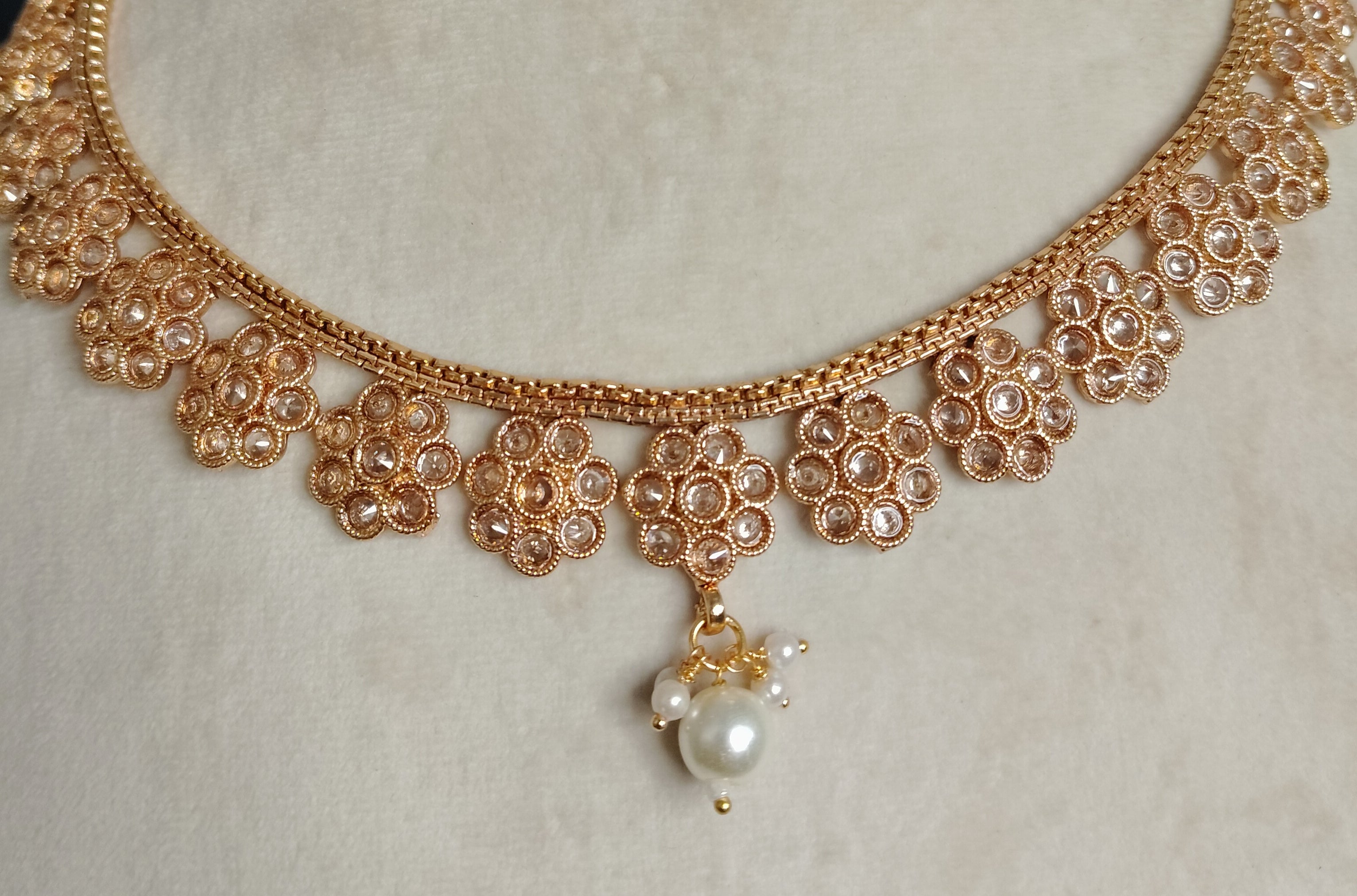 Hafsa Indian Pakistani Polki Bridal Jewelry Set Wedding Necklace Earrings for Women Gold Plated