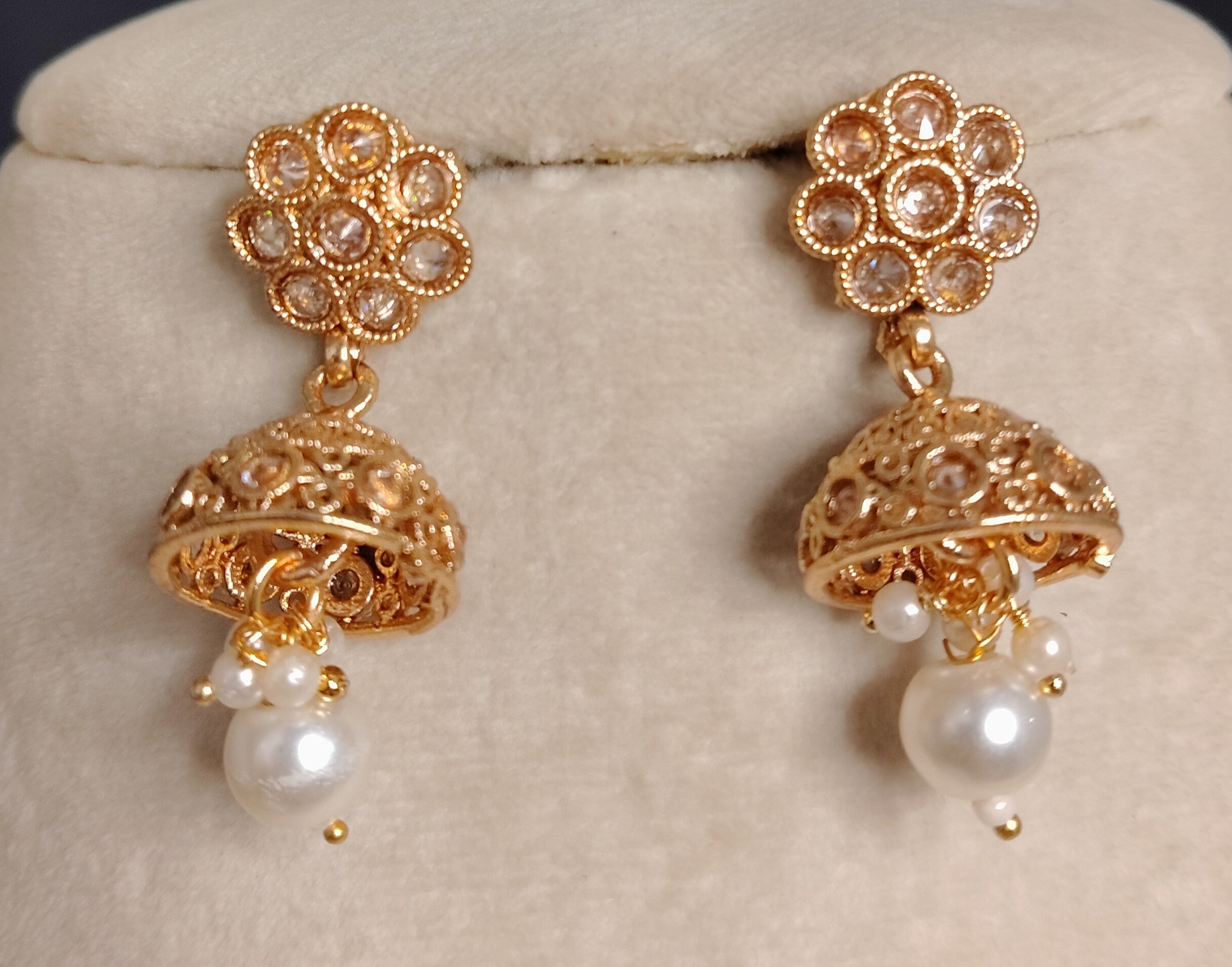 Hafsa Indian Pakistani Polki Bridal Jewelry Set Wedding Necklace Earrings for Women Gold Plated