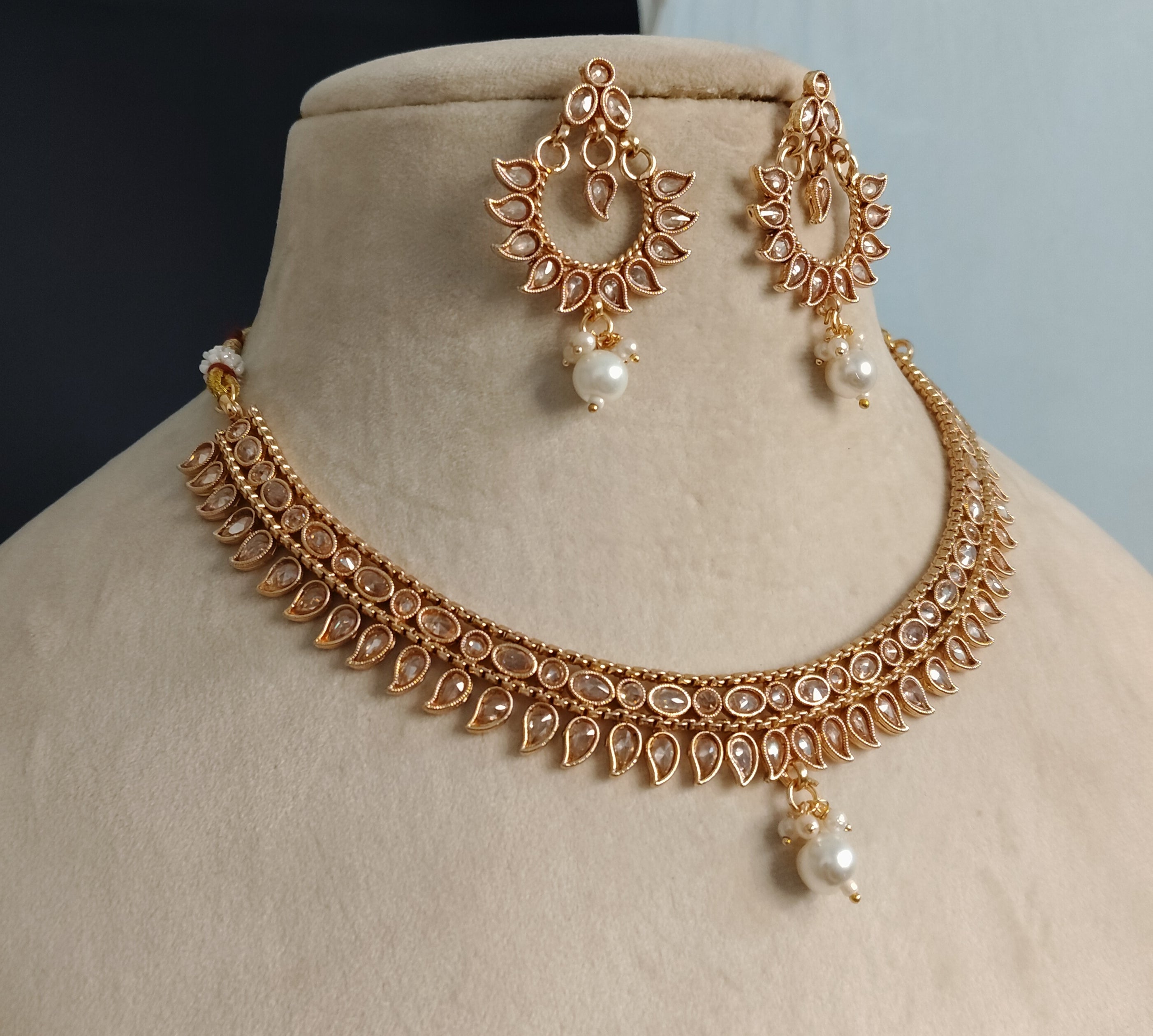 Indian Pakistani Polki Bridal Jewelry Set Wedding Necklace for Women