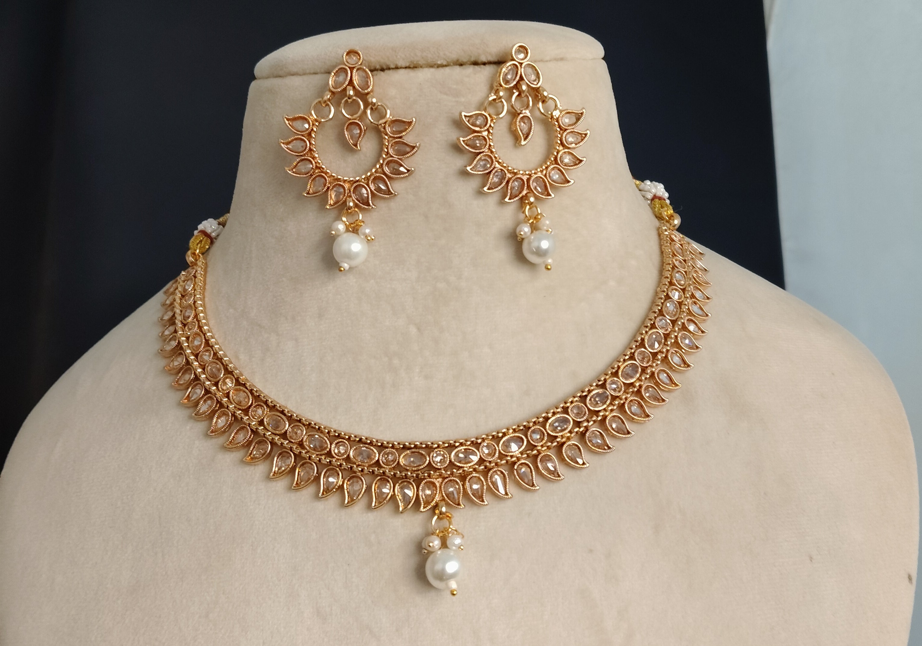 Indian Pakistani Polki Bridal Jewelry Set Wedding Necklace for Women