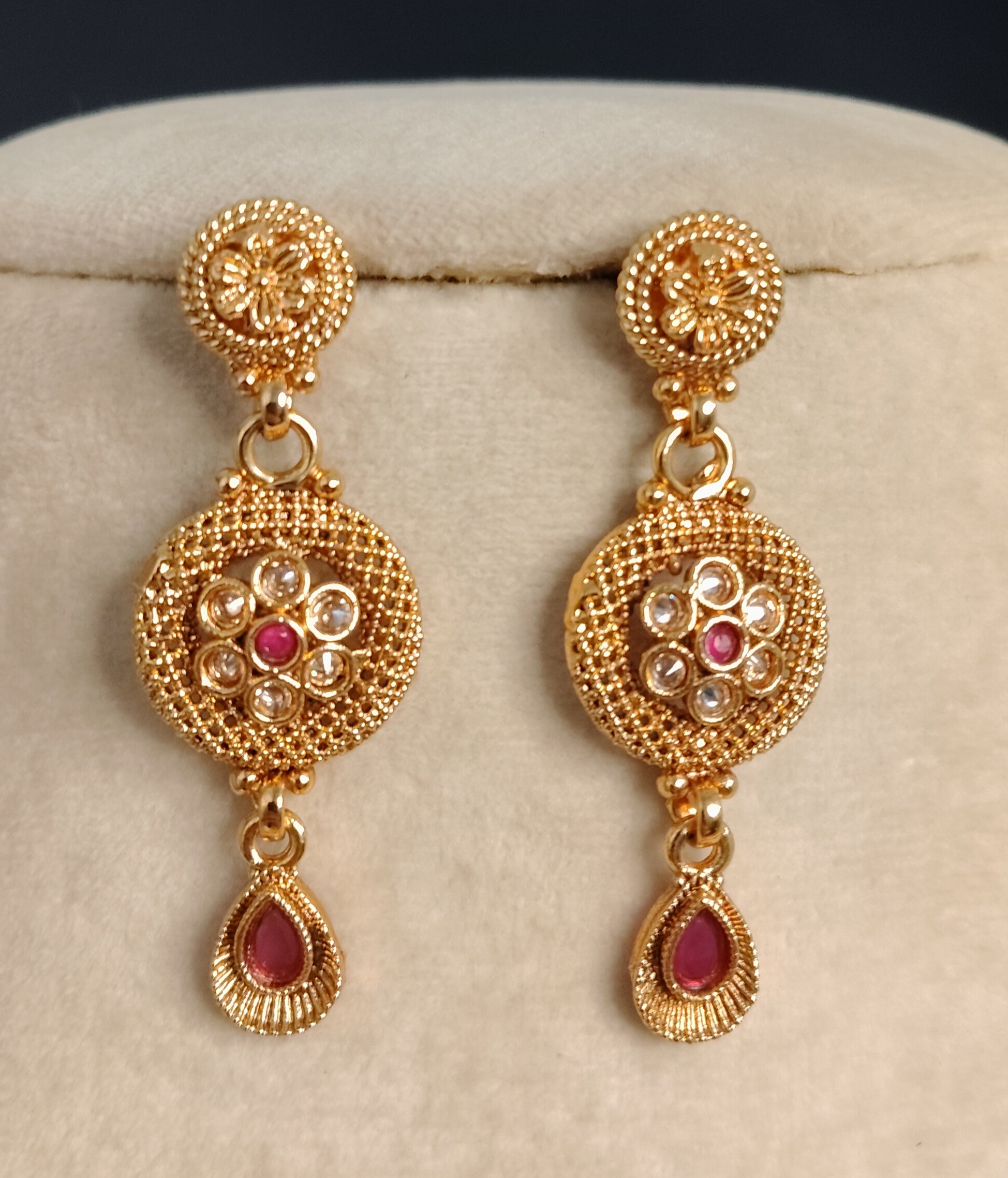 Fatima Indian Pakistani Polki Bridal Jewelry Set Wedding Necklace Earrings for Women Gold Plated