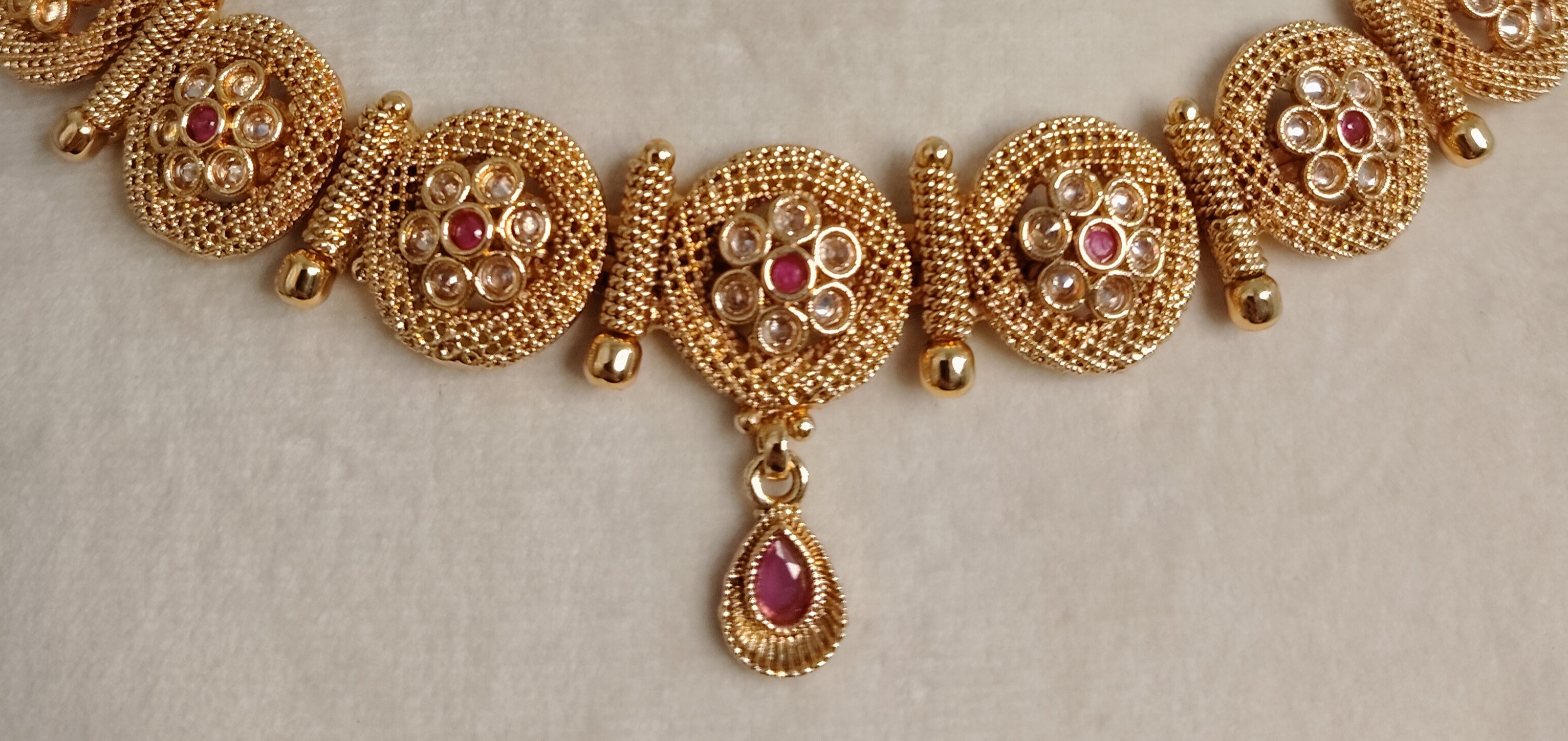 Fatima Indian Pakistani Polki Bridal Jewelry Set Wedding Necklace Earrings for Women Gold Plated
