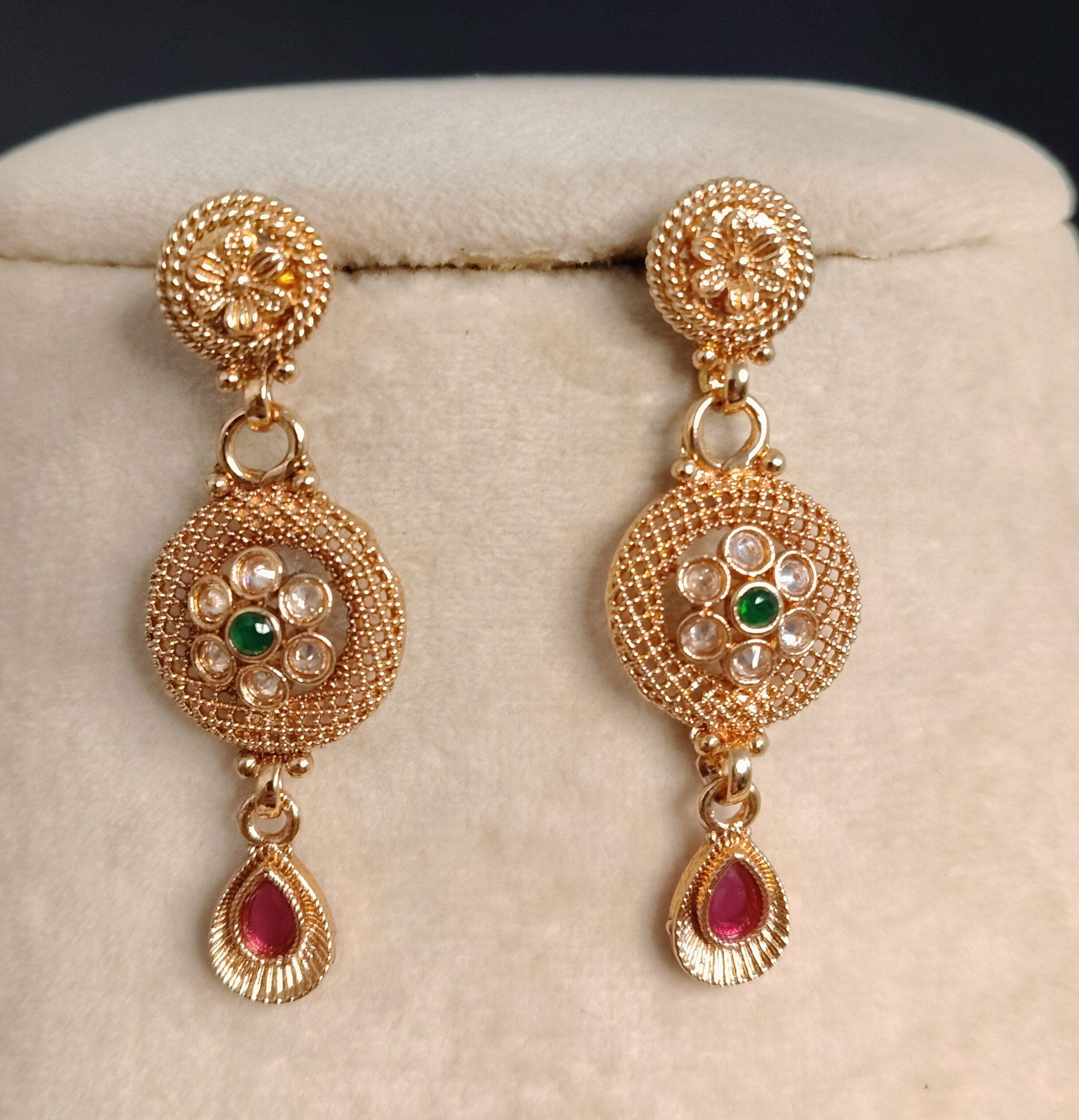 Ayesha Indian Pakistani Polki Bridal Jewelry Set Wedding Necklace Earrings for Women Gold Plated