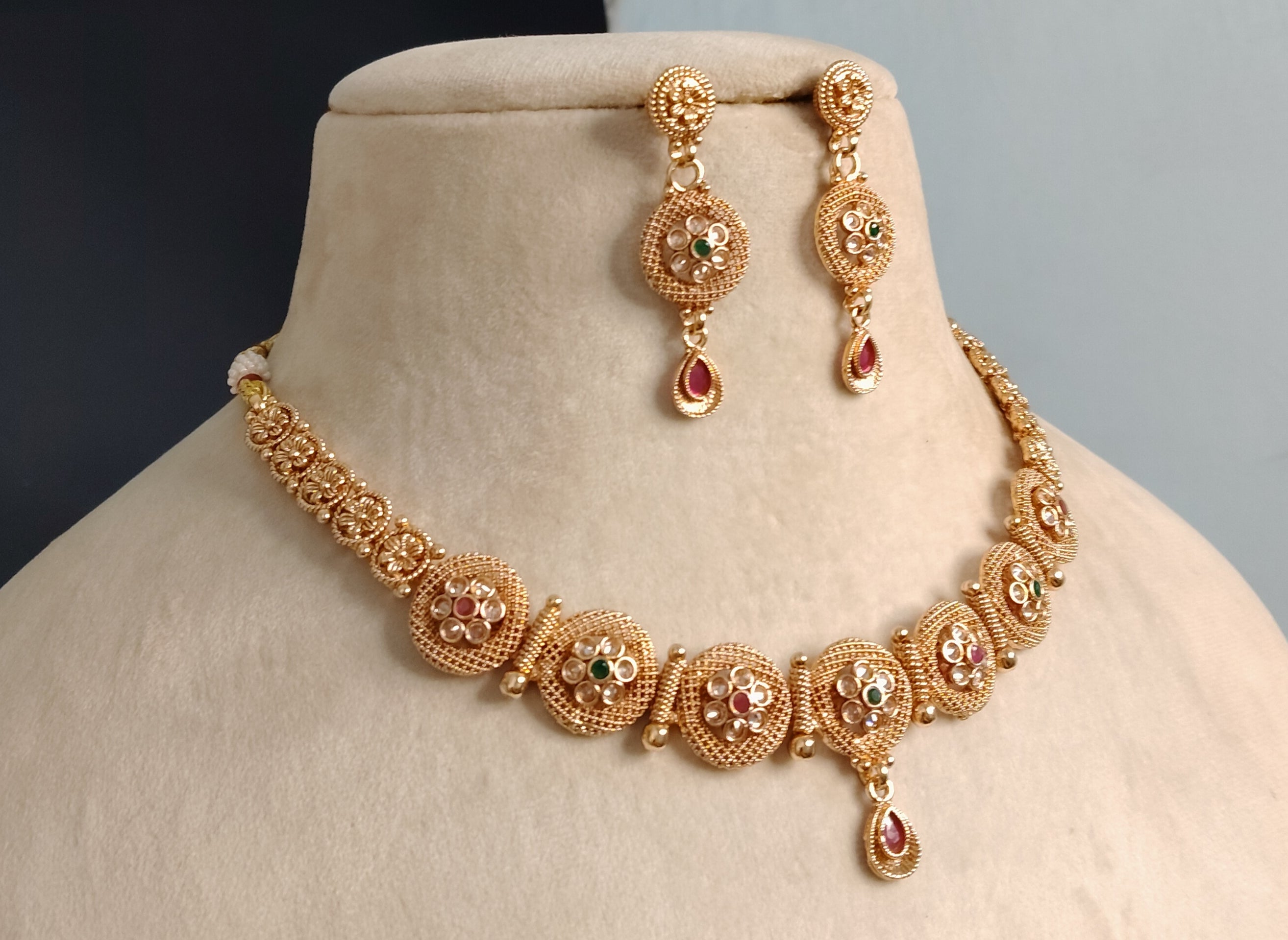 Ayesha Indian Pakistani Polki Bridal Jewelry Set Wedding Necklace Earrings for Women Gold Plated