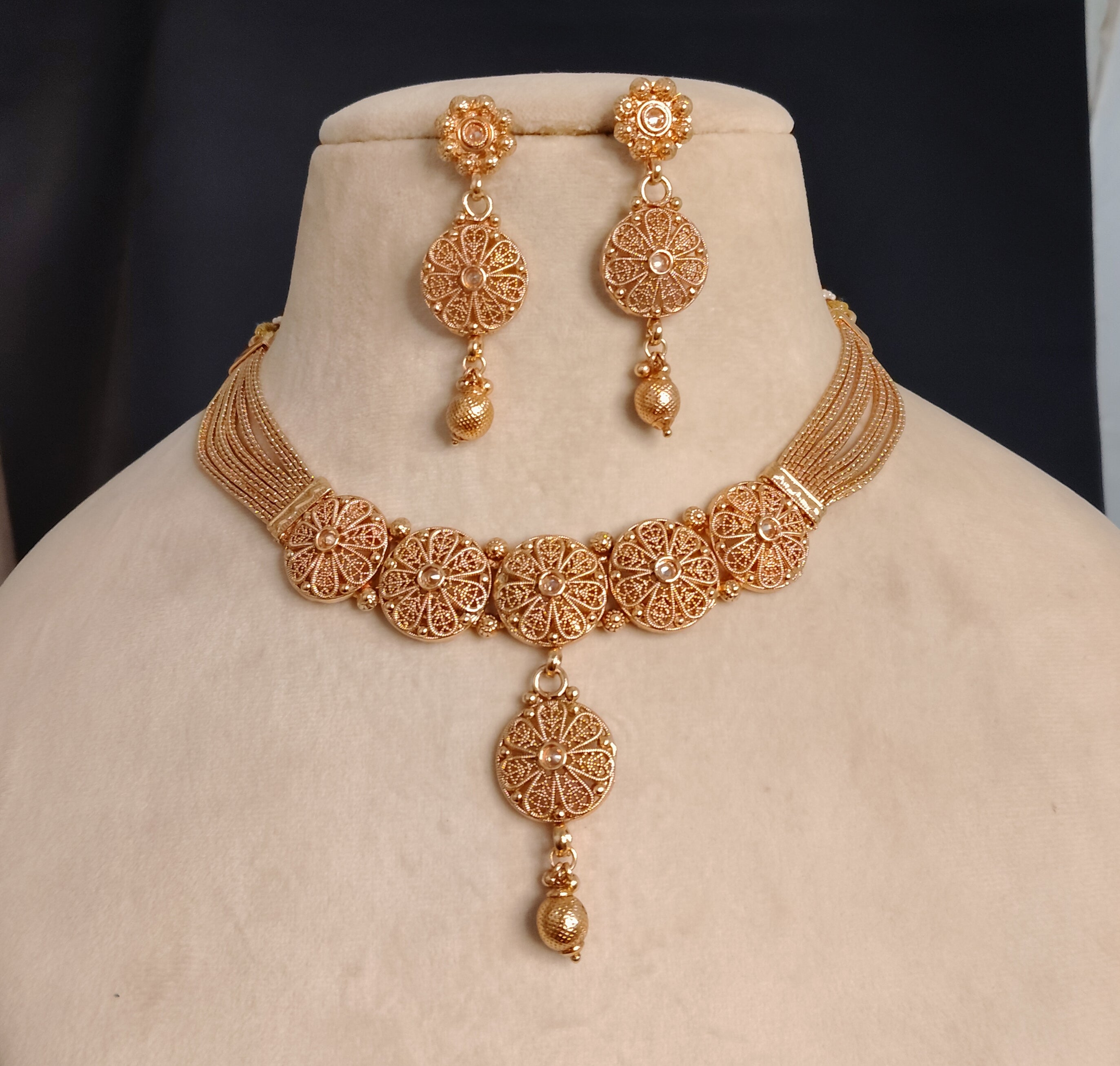 Mehnaaz Indian Pakistani Polki Bridal Jewelry Set Wedding Necklace Earrings for Women Gold Plated