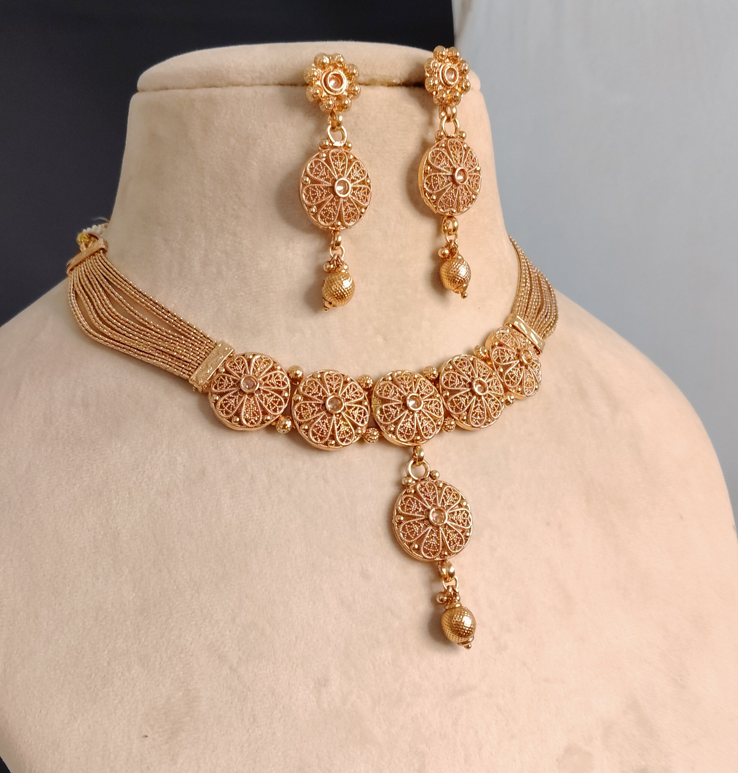 Mehnaaz Indian Pakistani Polki Bridal Jewelry Set Wedding Necklace Earrings for Women Gold Plated