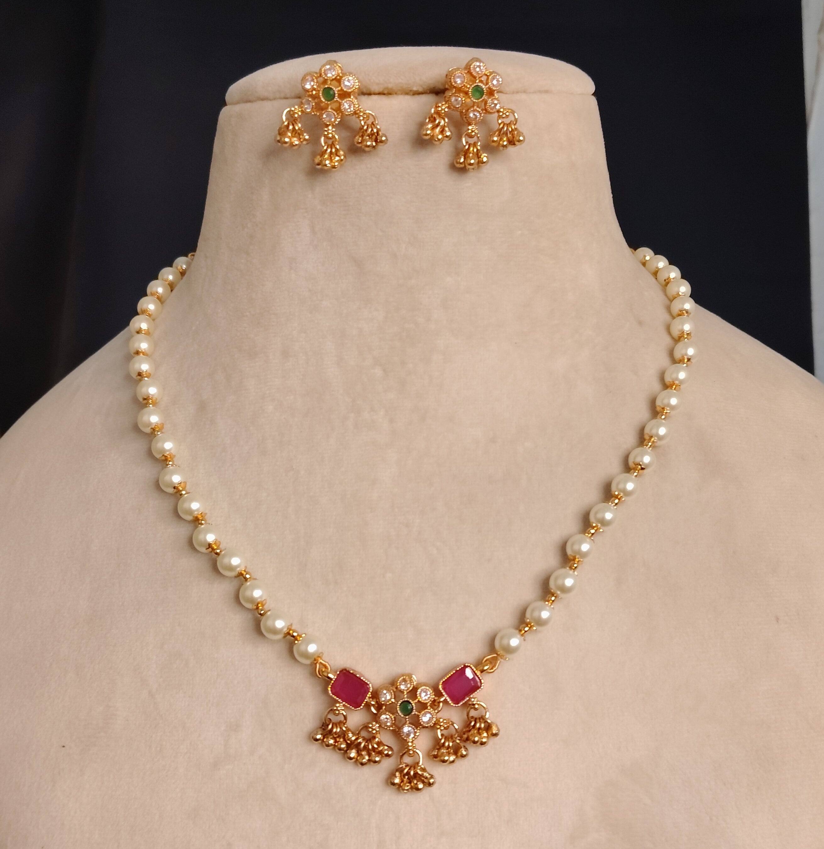 Khadija Indian Pakistani Polki Bridal Jewelry Set Wedding Necklace Earrings for Women Gold Plated