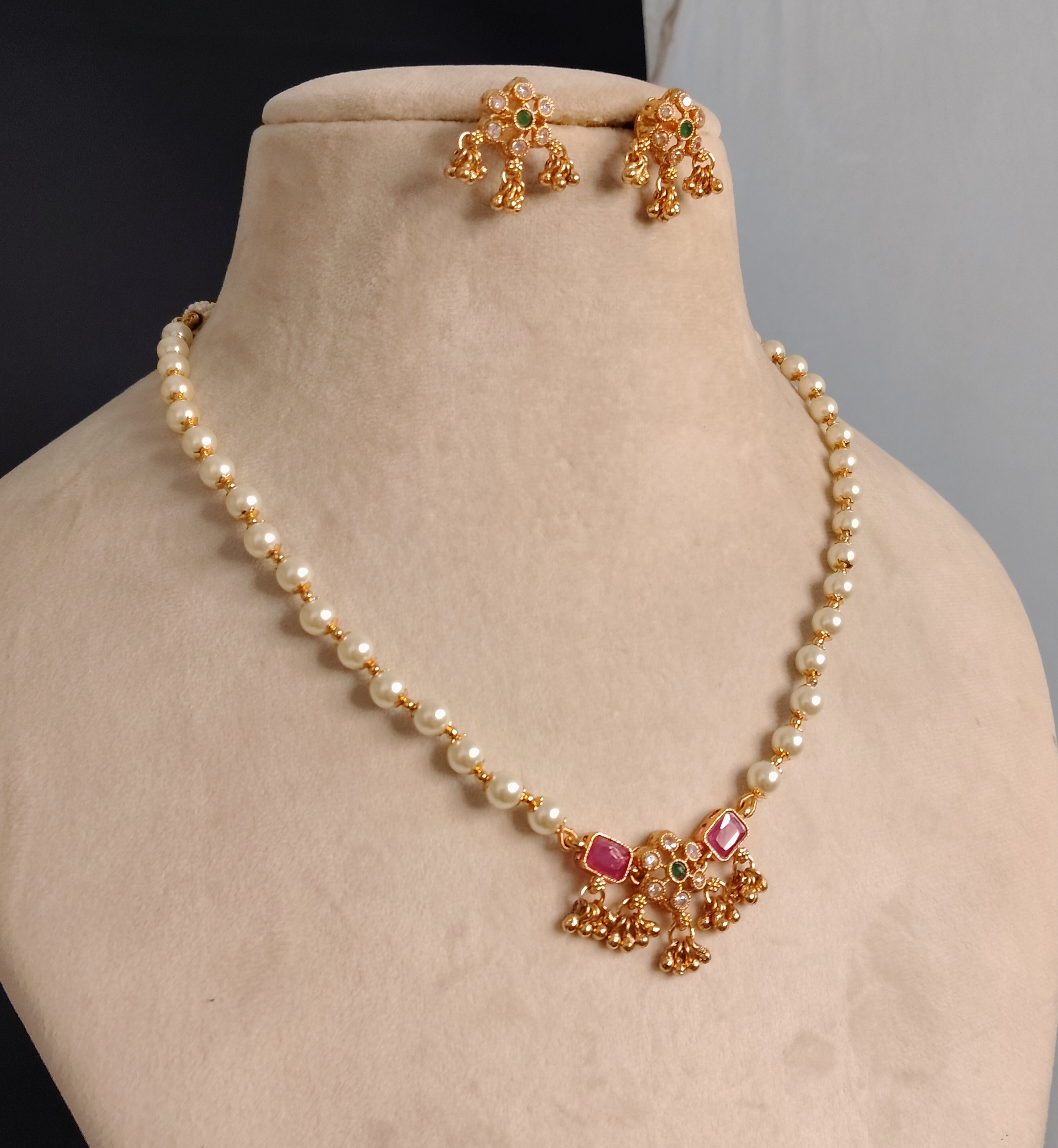 Khadija Indian Pakistani Polki Bridal Jewelry Set Wedding Necklace Earrings for Women Gold Plated