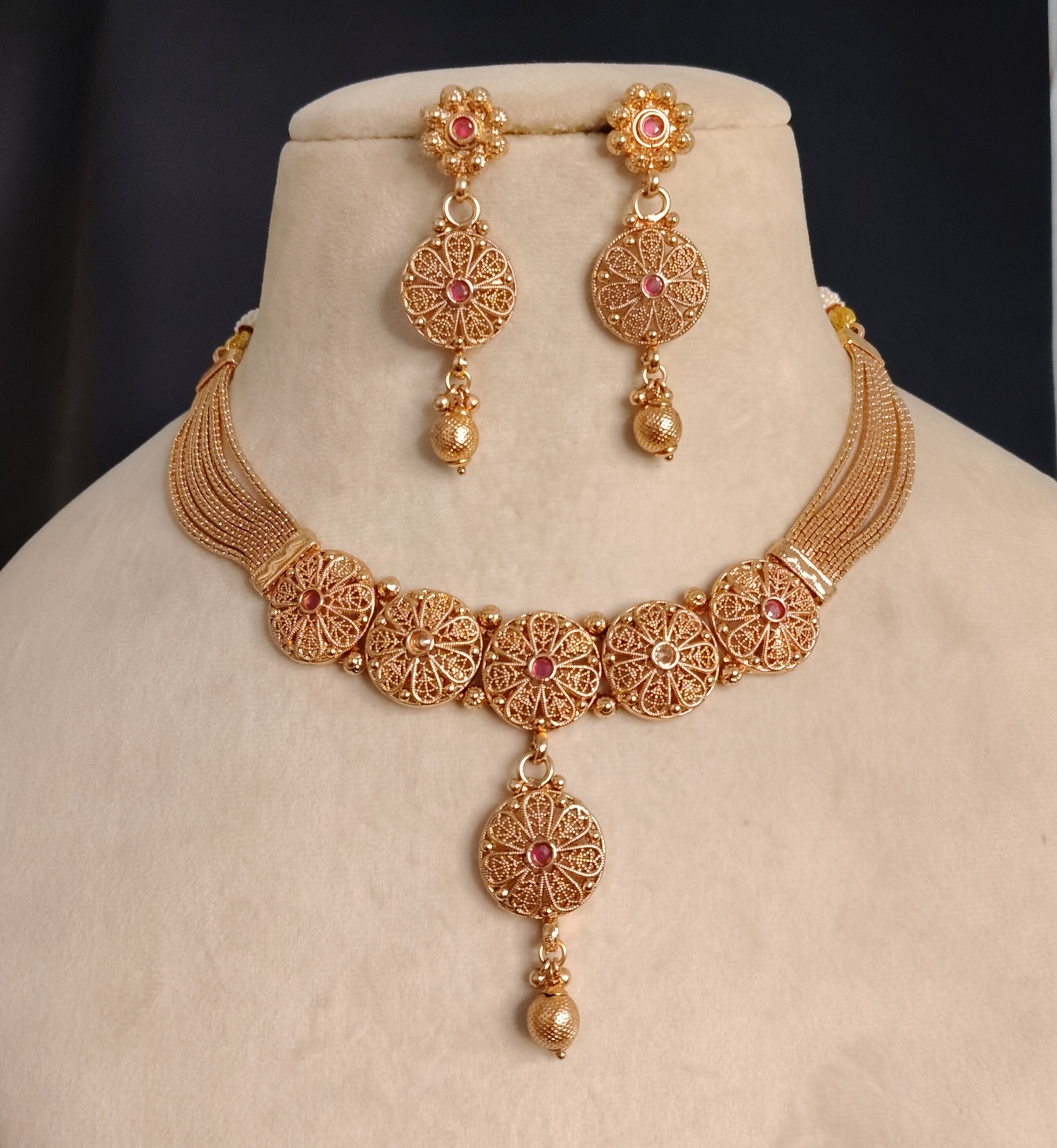 Zainab Indian Pakistani Polki Bridal Jewelry Set Wedding Necklace Earrings for Women Gold Plated
