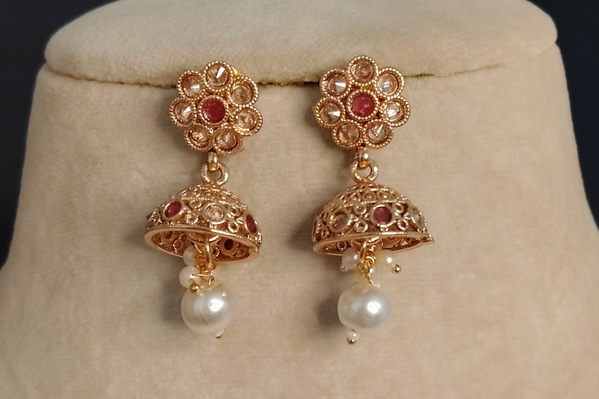 Ruqayyah Indian Pakistani Polki Bridal Jewelry Set Wedding Necklace Earrings for Women Gold Plated