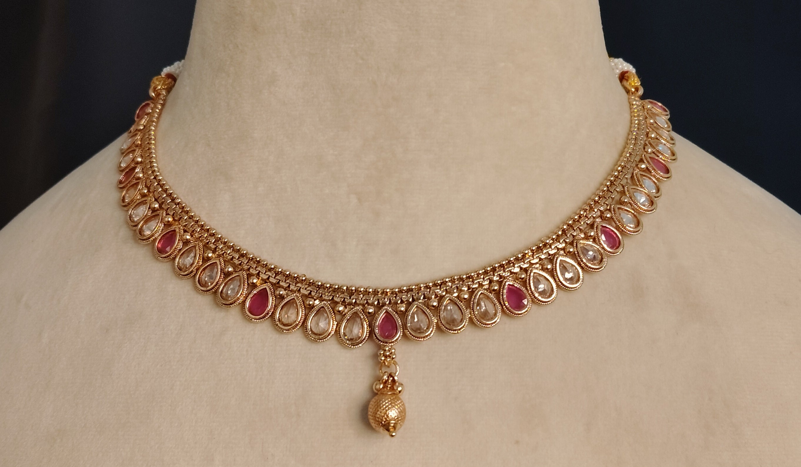 Sumayyah Indian Pakistani Polki Bridal Jewelry Set Wedding Necklace Earrings for Women Gold Plated