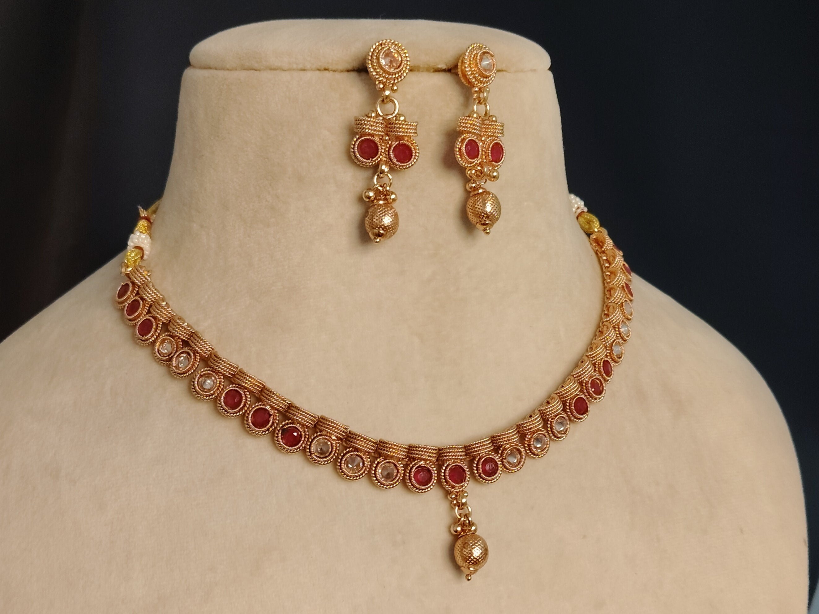 Asma Indian Pakistani Polki Bridal Jewelry Set Wedding Necklace Earrings for Women Gold Plated
