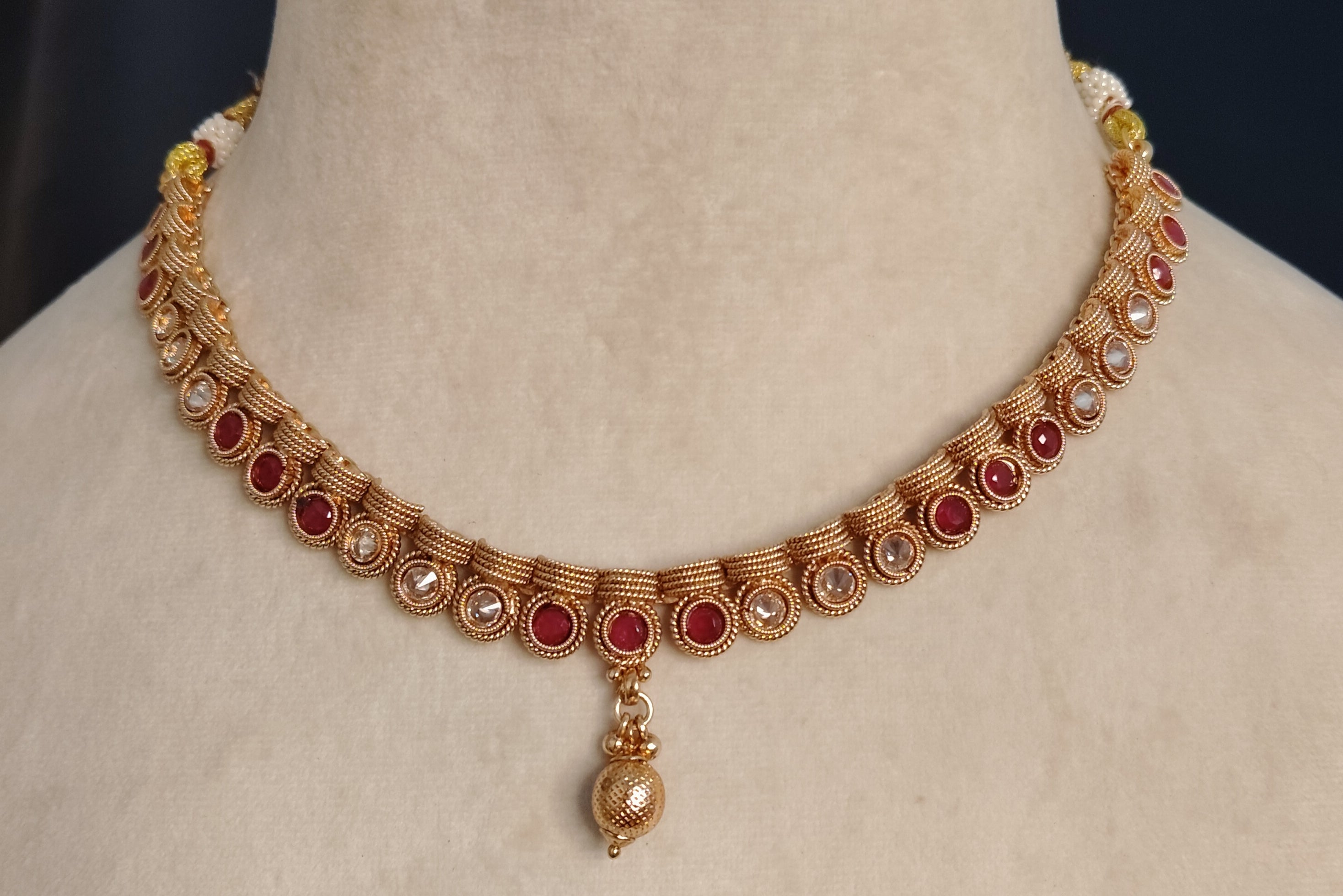 Asma Indian Pakistani Polki Bridal Jewelry Set Wedding Necklace Earrings for Women Gold Plated
