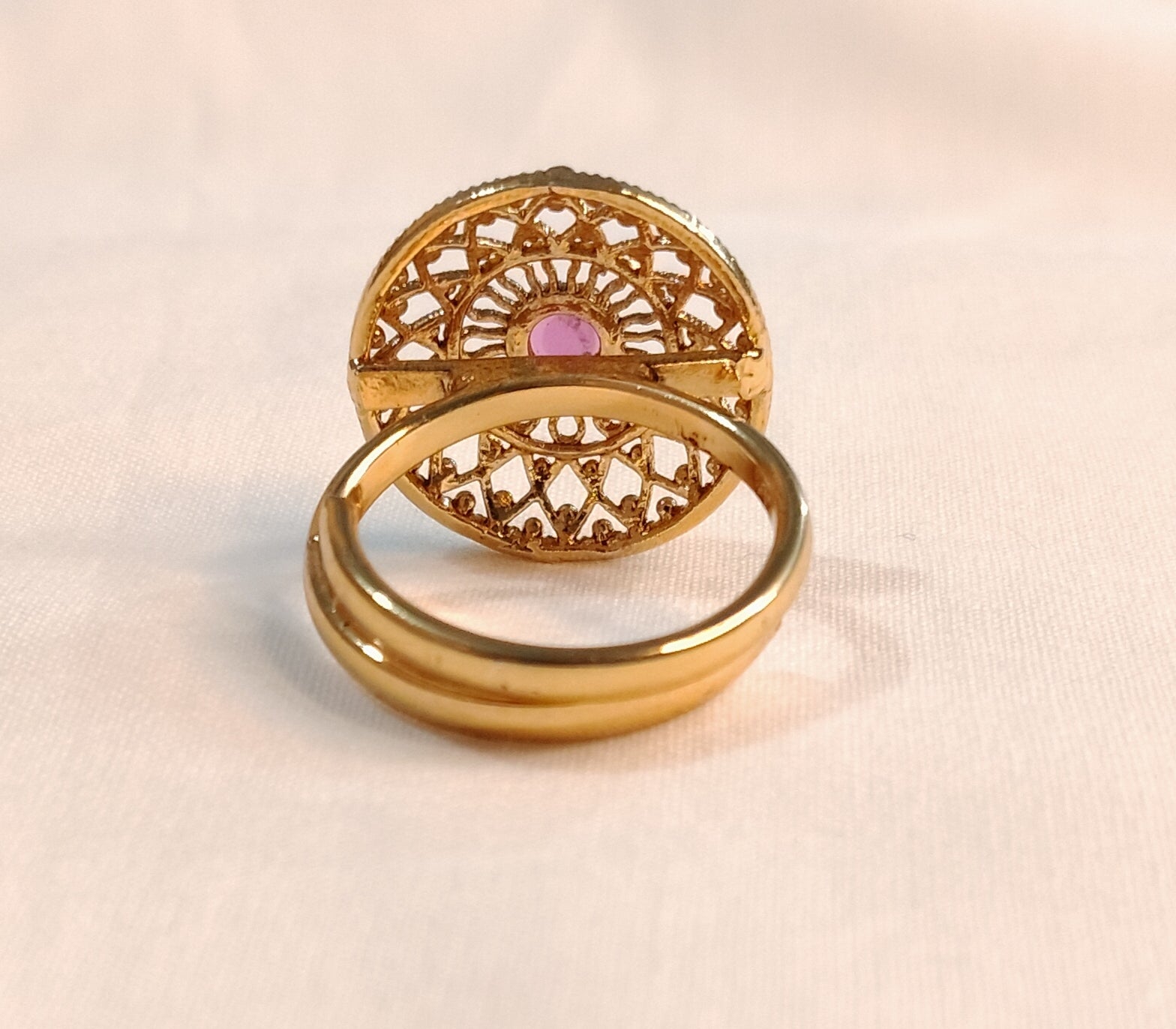 Madhubala Handcrafted Ruby Filigree Polki Gold Ring Roz Jewellers.
