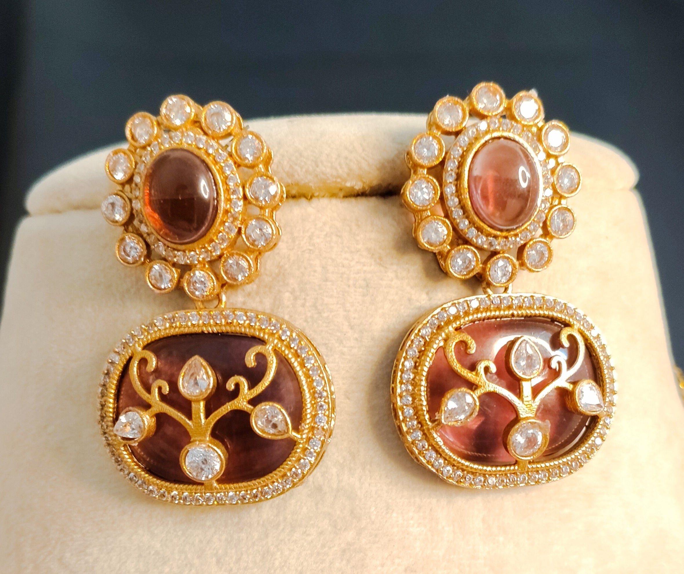 Inara Heavy Handmade Royal Maroon Kundan Necklace Set Roz Jewellers.