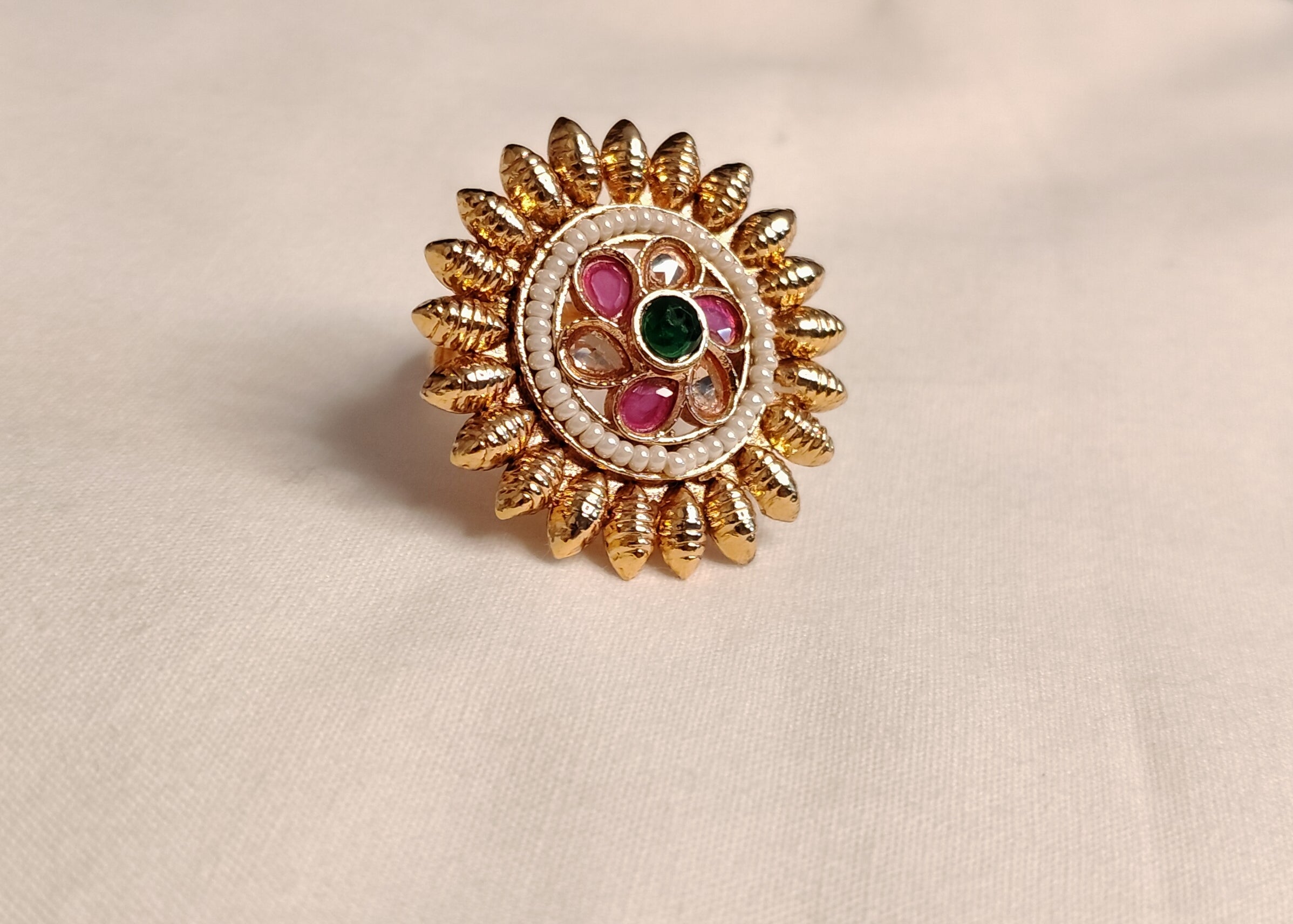 Eliza Polki Heritage Pearl and Multicolour Inspired Ring Roz Jewellers.