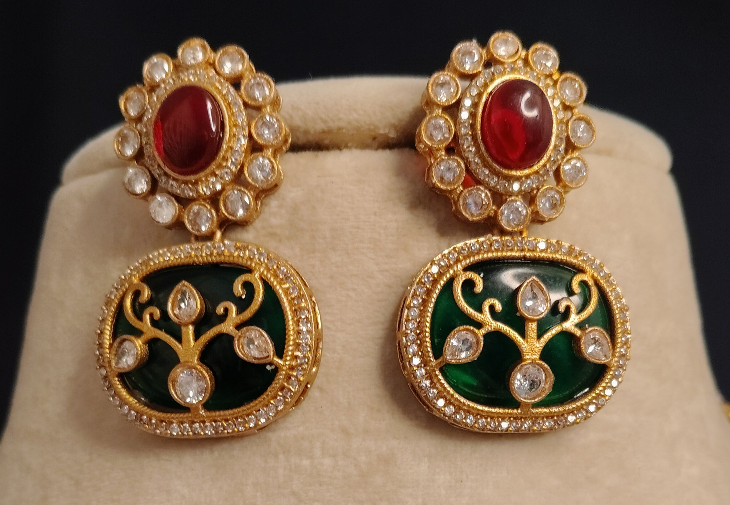 Farah Royal Ruby and Emerald Necklace Set of Kundan for Festive Roz Jewellers.