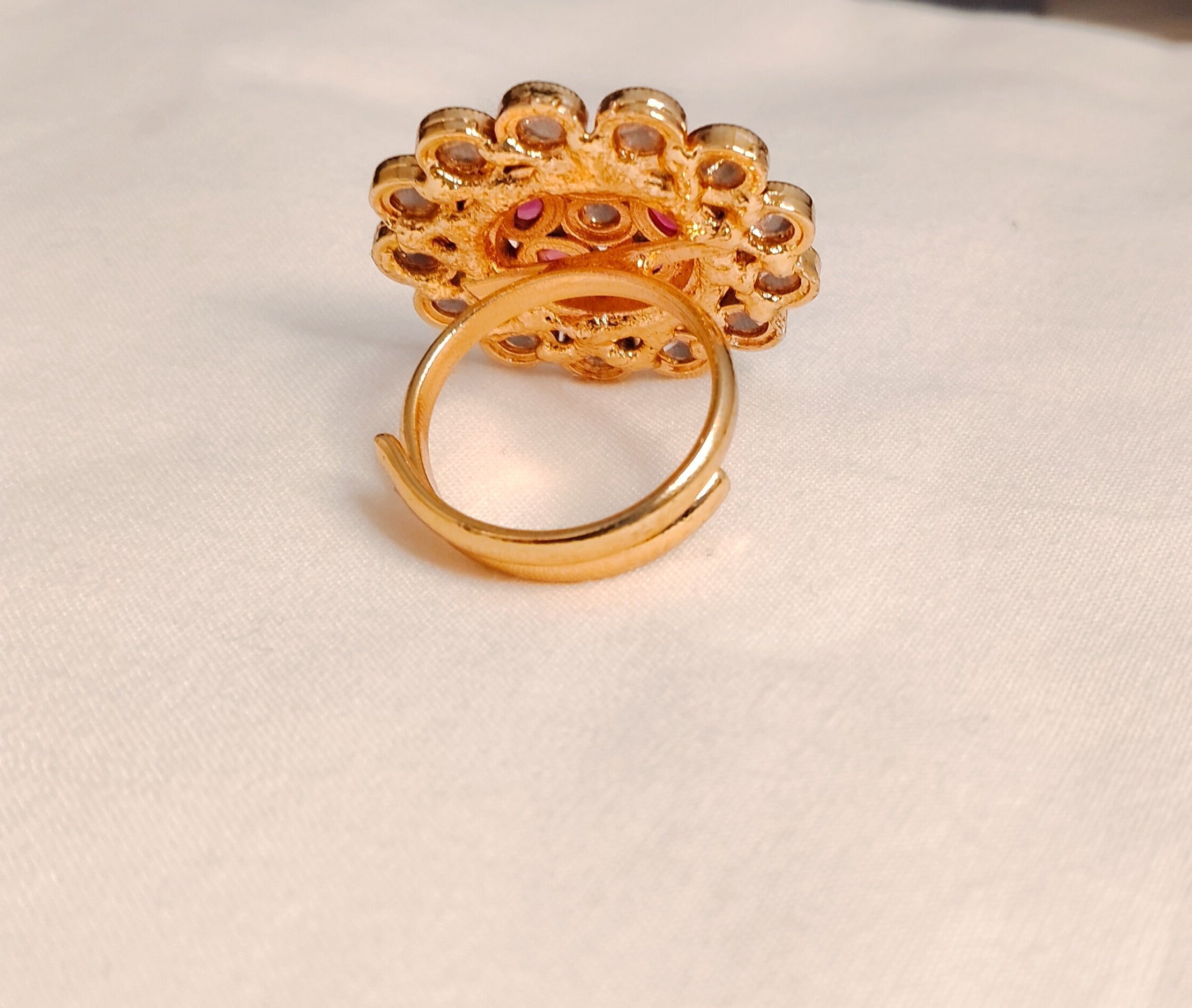 Noor Fatima Pakistani Bridal Polki Adjustable Ring Roz Jewellers