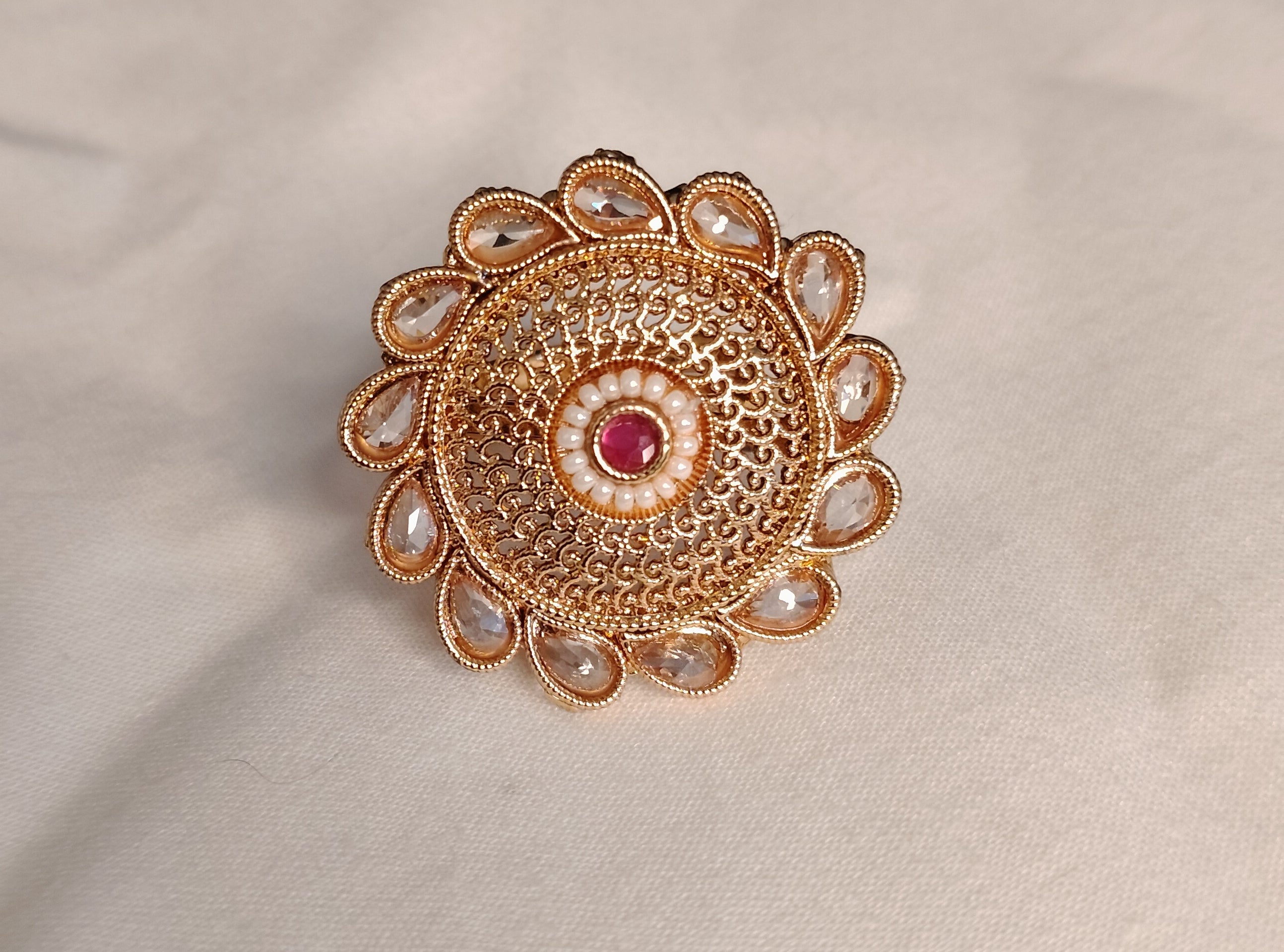 Samaira Pakistani Bridal Polki Adjustable Ring Roz Jewellers