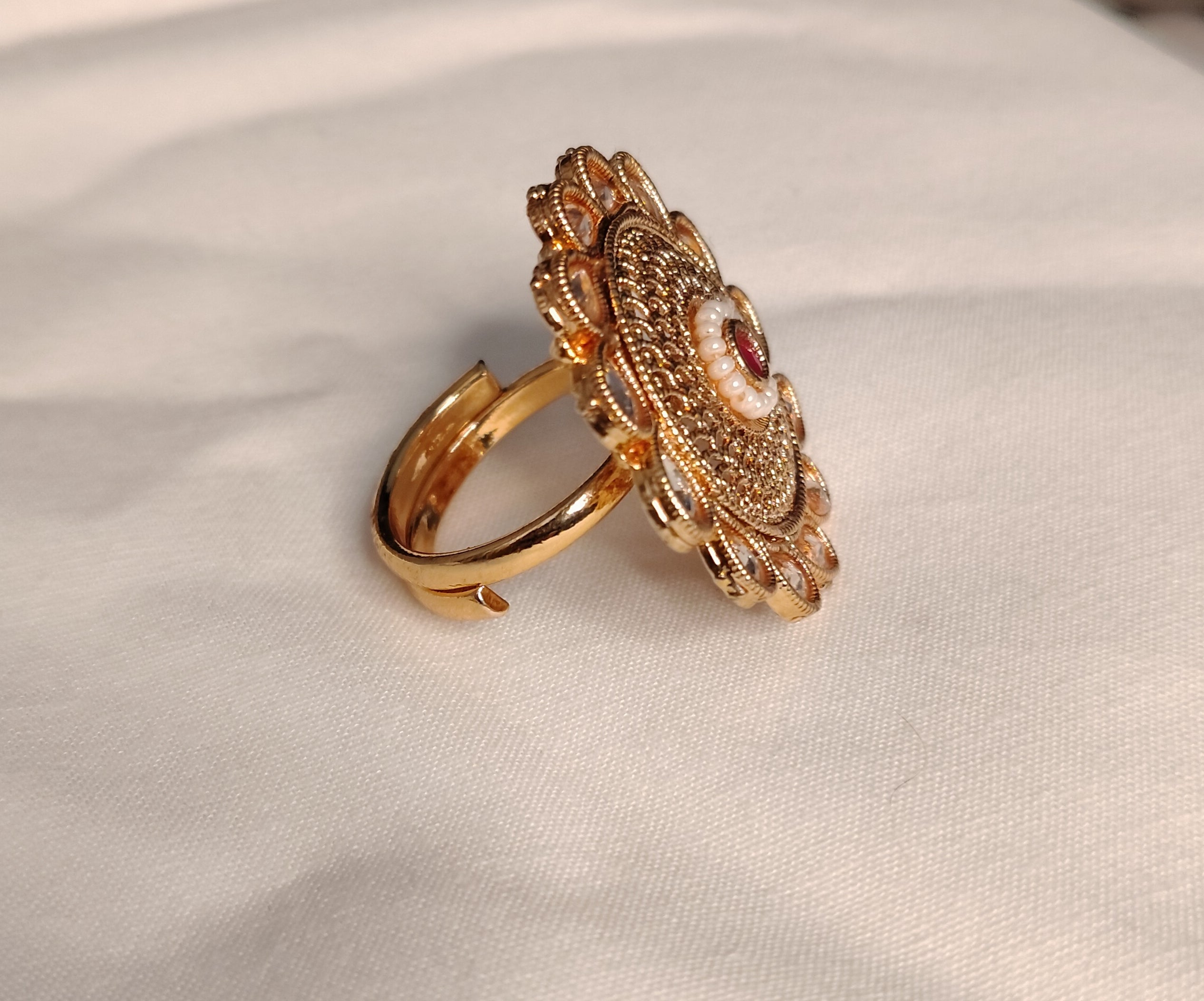Samaira Pakistani Bridal Polki Adjustable Ring Roz Jewellers
