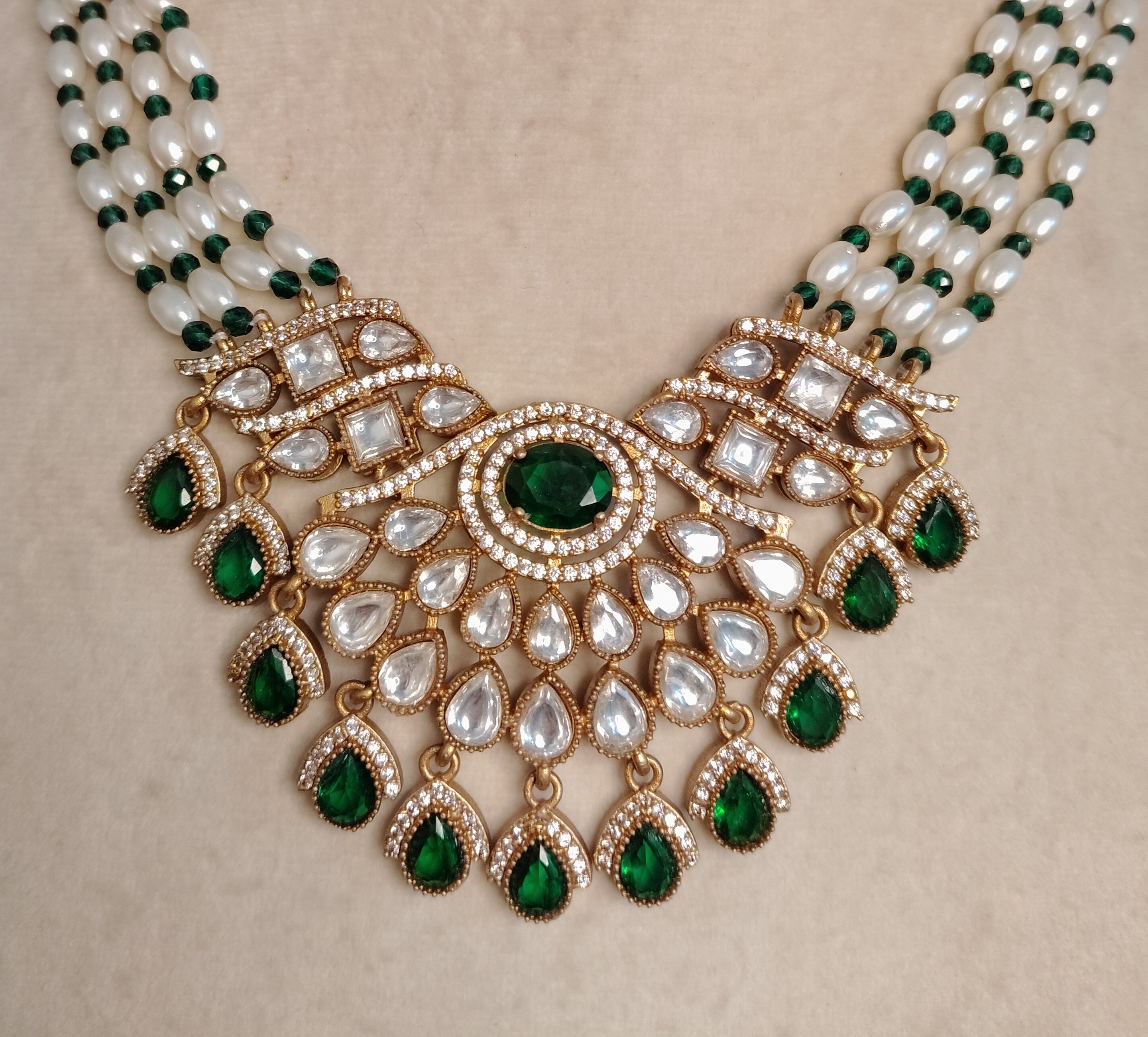 Zoya Wedding Jewelry  Kundan Moissanite Stone Necklace Earrings Jewelry Party Wear Bridal Set Roz Jewellers